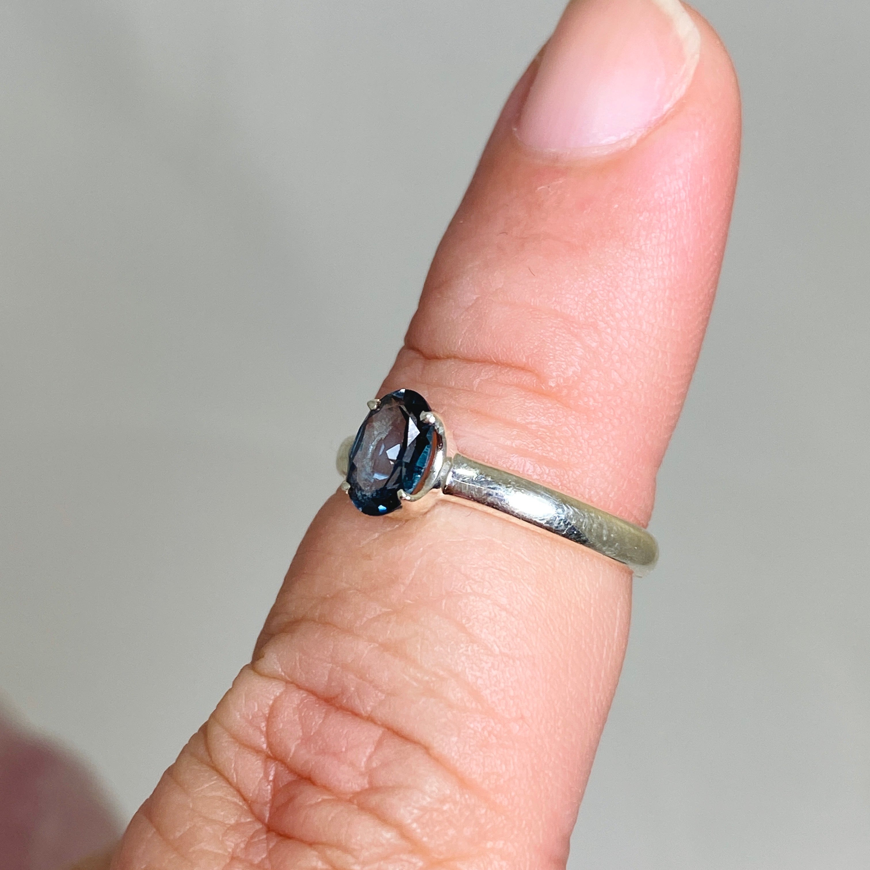 London Blue Topaz Oval Faceted Ring - Size 6 Sterling Silver Women's Jewelry - Perfect for Engagement, Anniversary & Special Occasion Gifts