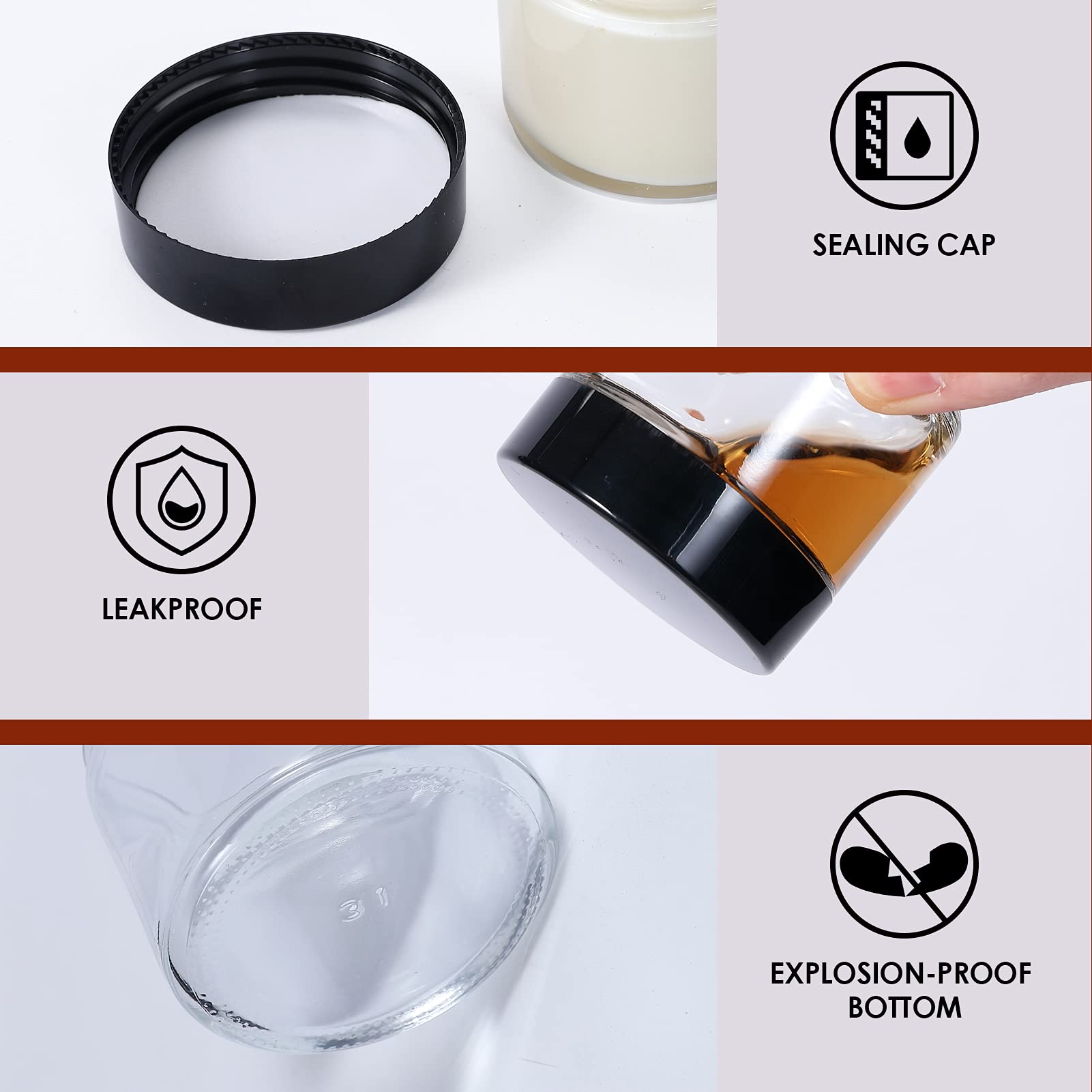 30 Pack 2oz Clear Glass Jars with Black Lids & Inner Liners - Airtight Round Cosmetic Containers for Storing Lotions, Creams, Powders, Ointments - Perfect for DIY Beauty, Travel, Home Organization & Gift Packaging