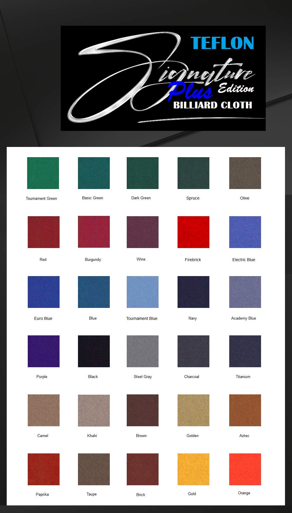 Premium Woolen Teflon Pool Table Cloth - Signature Plus Edition (30 Colors) - Pre-Cut for 7', 8', 8'OS, 9', 10' Tables - Durable Felt for Billiard Beds & Rails - Perfect for Home Game Rooms, Bars, and Professional Tournaments