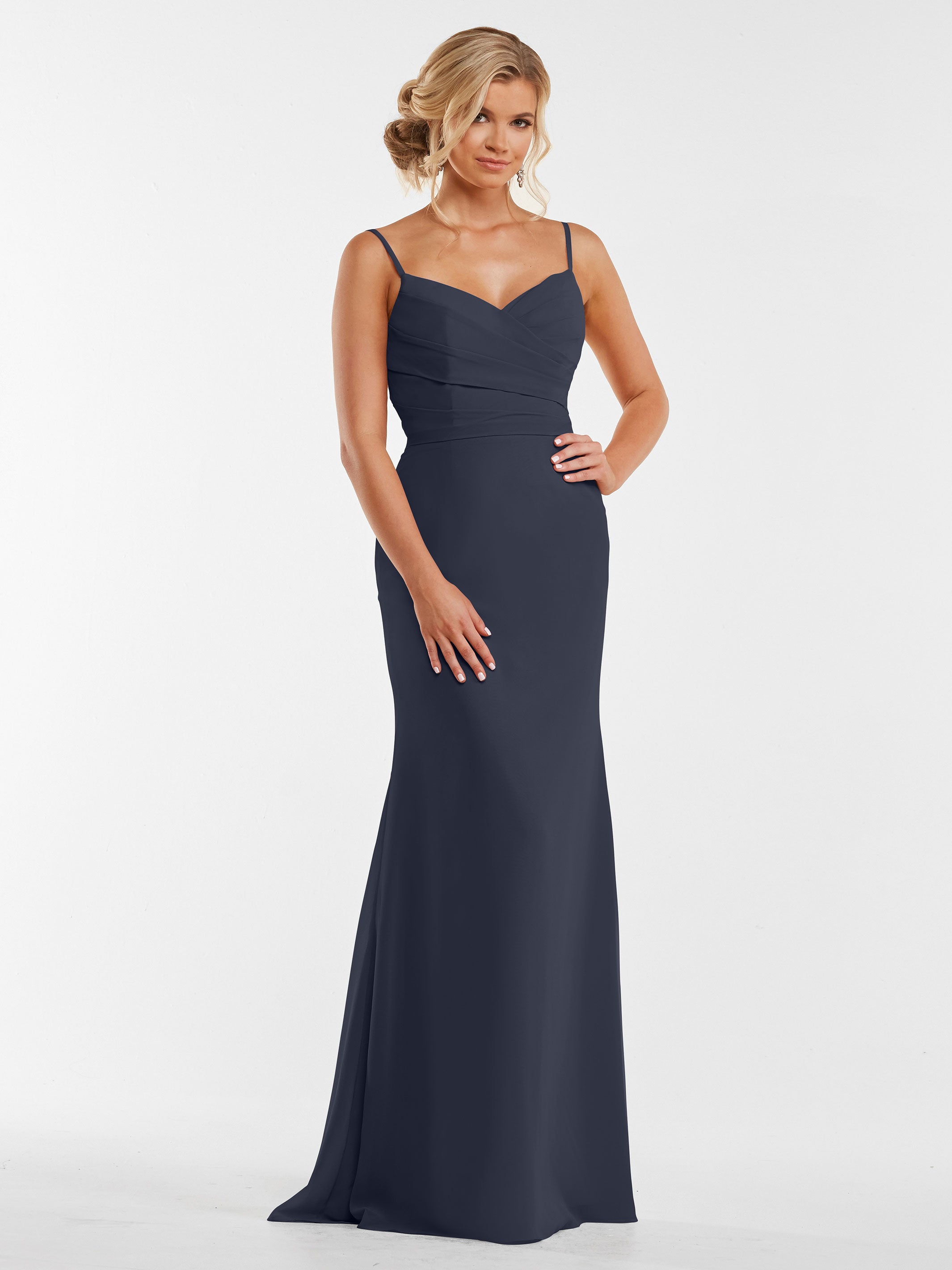 Elegant 80169 Chiffon Sheath Bridesmaid Dress with Pleated Bodice - Perfect for Weddings, Formal Events & Special Occasions