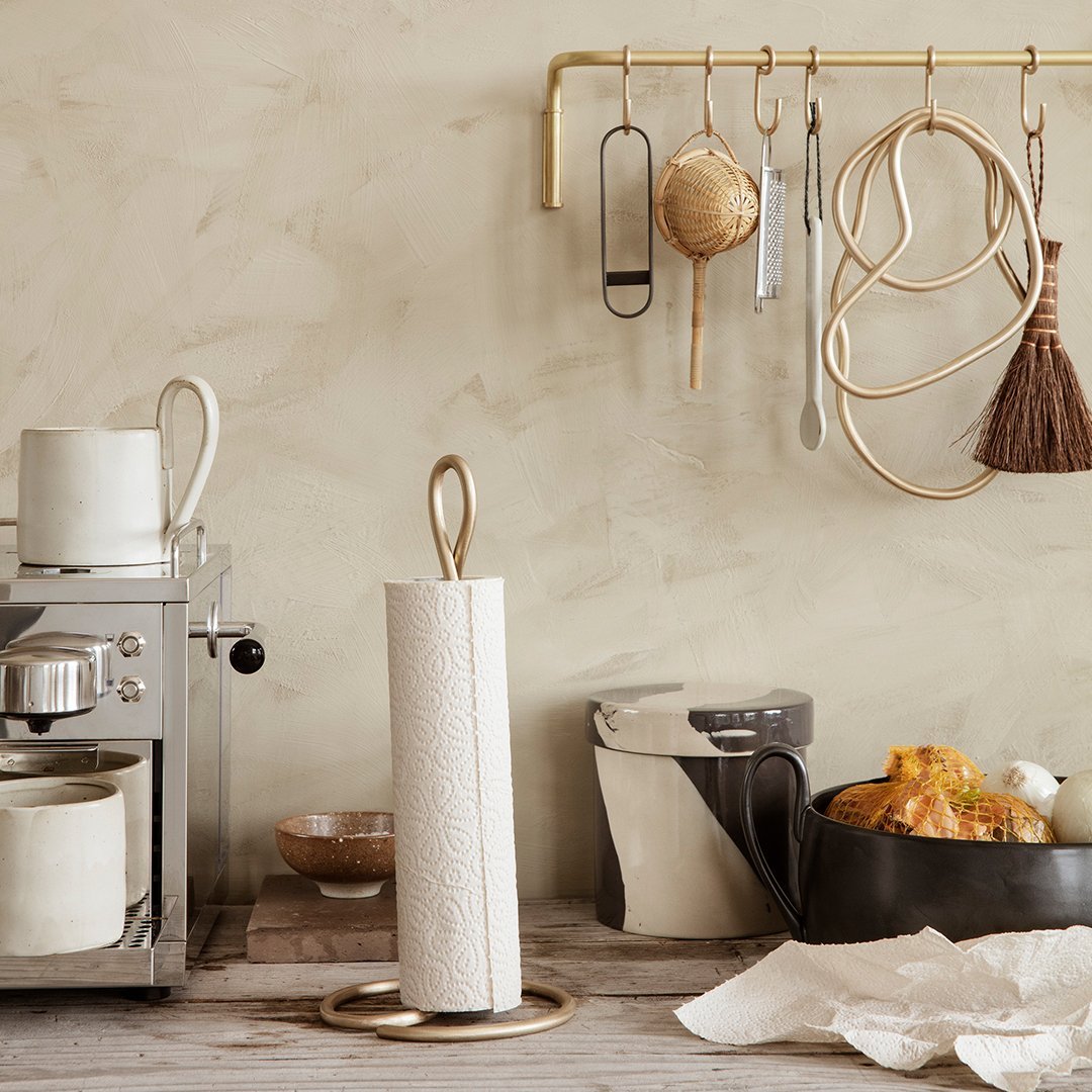 Stainless Steel Curved Paper Towel Holder - Wall Mount or Countertop - Perfect for Kitchen, Bathroom, and Office Organization