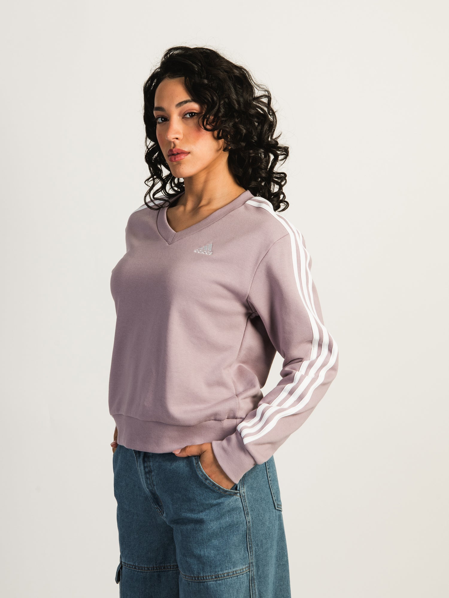 Adidas Essential 3 Stripe V-Neck Sweater for Men - Comfortable Casual Pullover for Everyday Wear, Gym, and Outdoor Activities