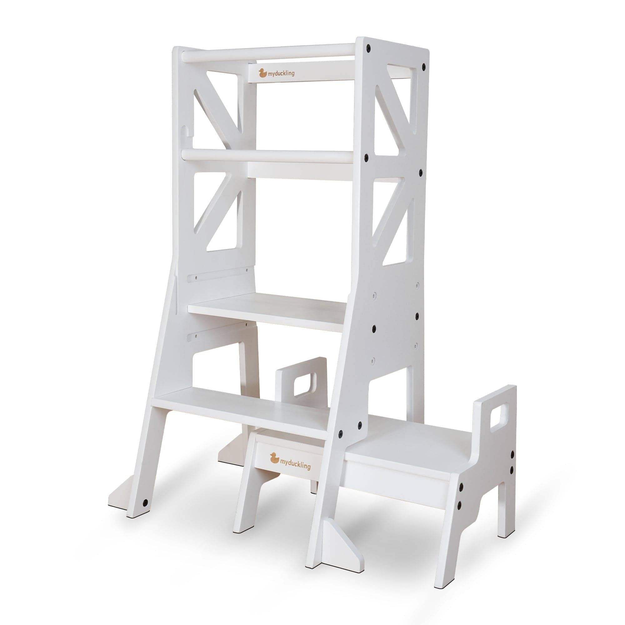JALA Deluxe Adjustable Wooden Learning Tower for Toddlers - Safe Kitchen Step Stool with Rectangle Handle | Perfect for Baking, Cooking & Countertop Activities