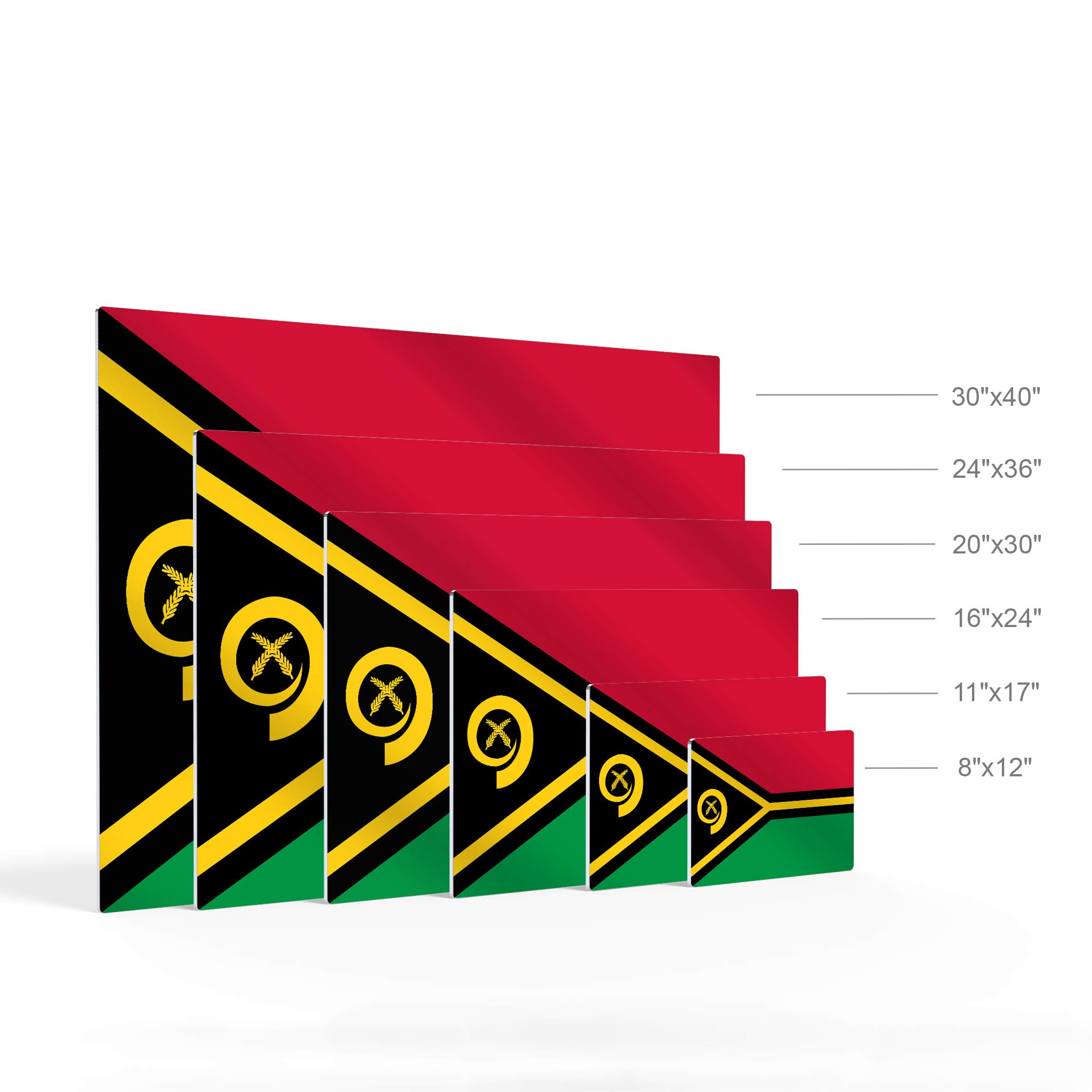 Vanuatu Flag Metal Wall Art Print - 30x40 Inches, Made in USA | Modern Home & Office Decor for Living Room, Dorm, Bedroom, Kitchen, Man Cave, Sports Club & Bar | Ready to Hang Country Flags Decor