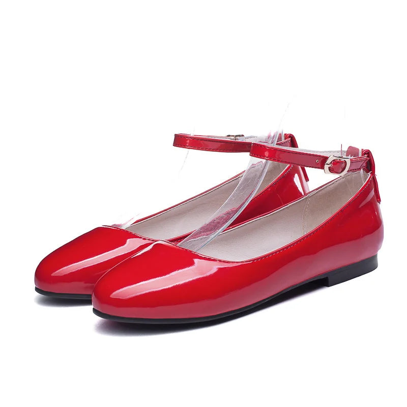 Spring Women's Flat Loafers - Casual Elegant Shoes with Ankle Straps | Red, Pink & White Footwear | Perfect for Daily Wear, Office & Dance Parties | Comfortable Slip-On Shoes for Women