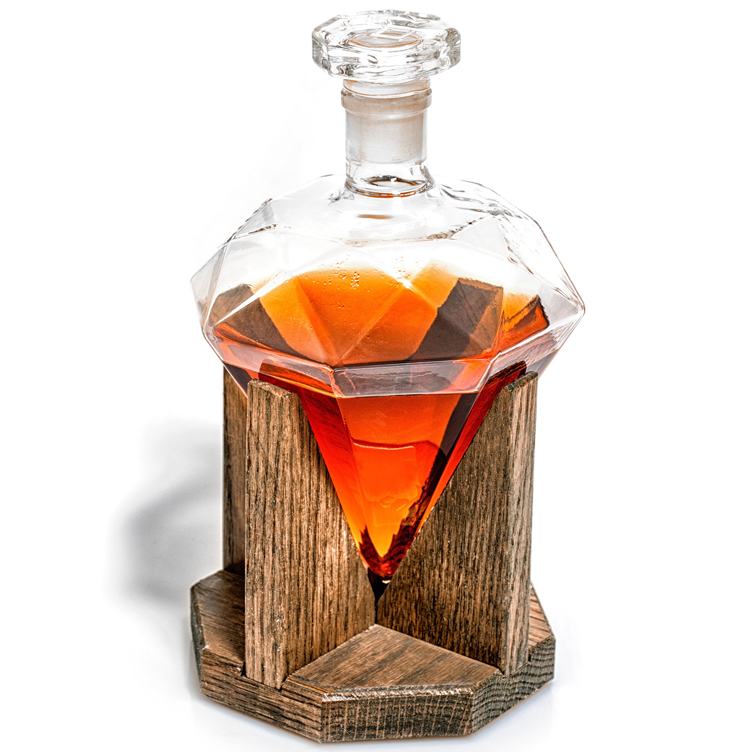 Premium Whiskey Decanter Set - Elegant Diamond-Cut Glass Decanter for Bourbon, Scotch, Rum & Wine - 1000ml Luxury Liquor Carafe with Stopper - Perfect 10 Year Anniversary Gift, Newlywed Present & Groomsmen Gift Idea - Great for Home Bars, Dinner Parties & Special Occasions