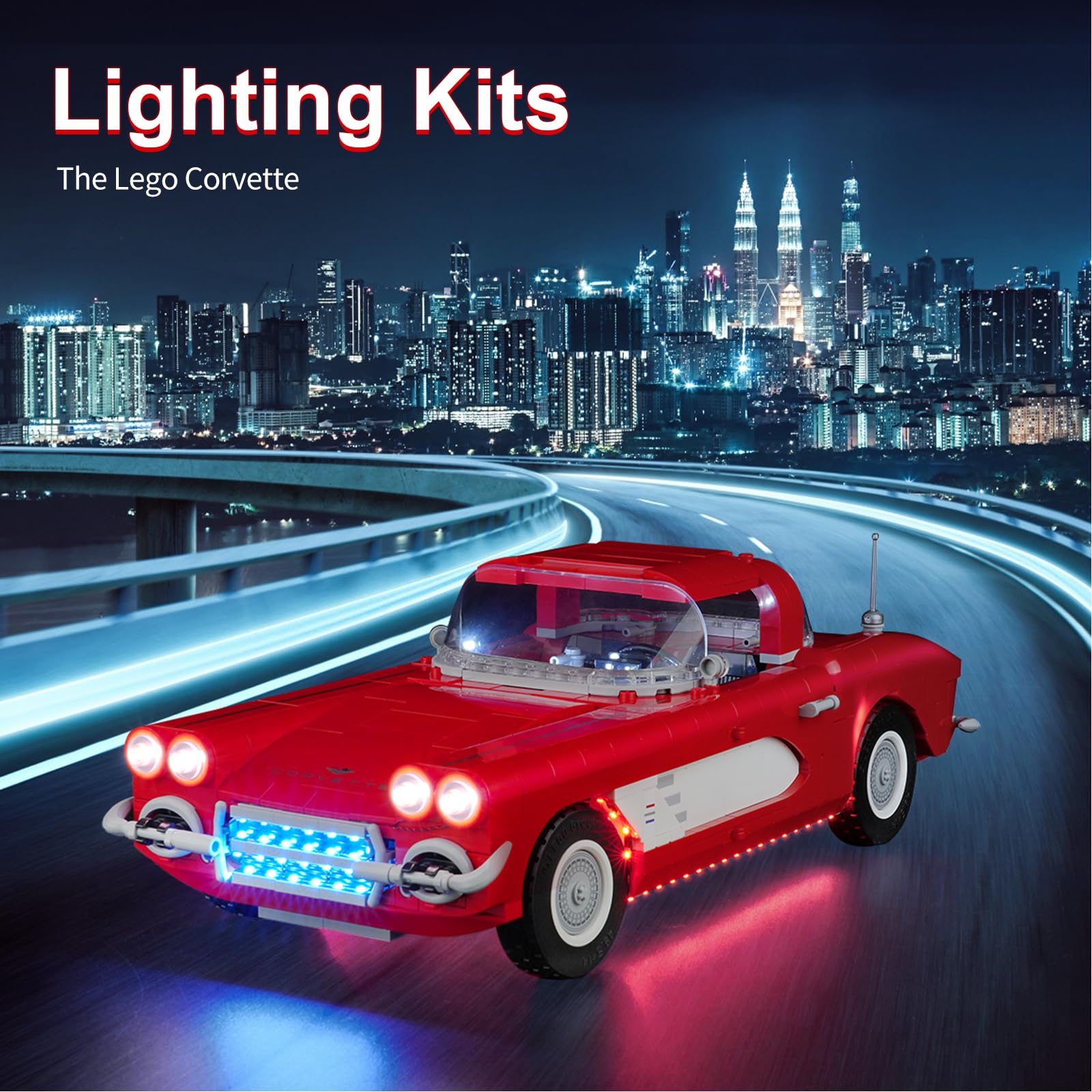 LED Light Kit for Lego Corvette 10321 Building Blocks - Compatible with Lego 10321 Model Car (Lego Set Not Included) - Perfect for Night Display, DIY Projects & Enhancing Your Lego Collection