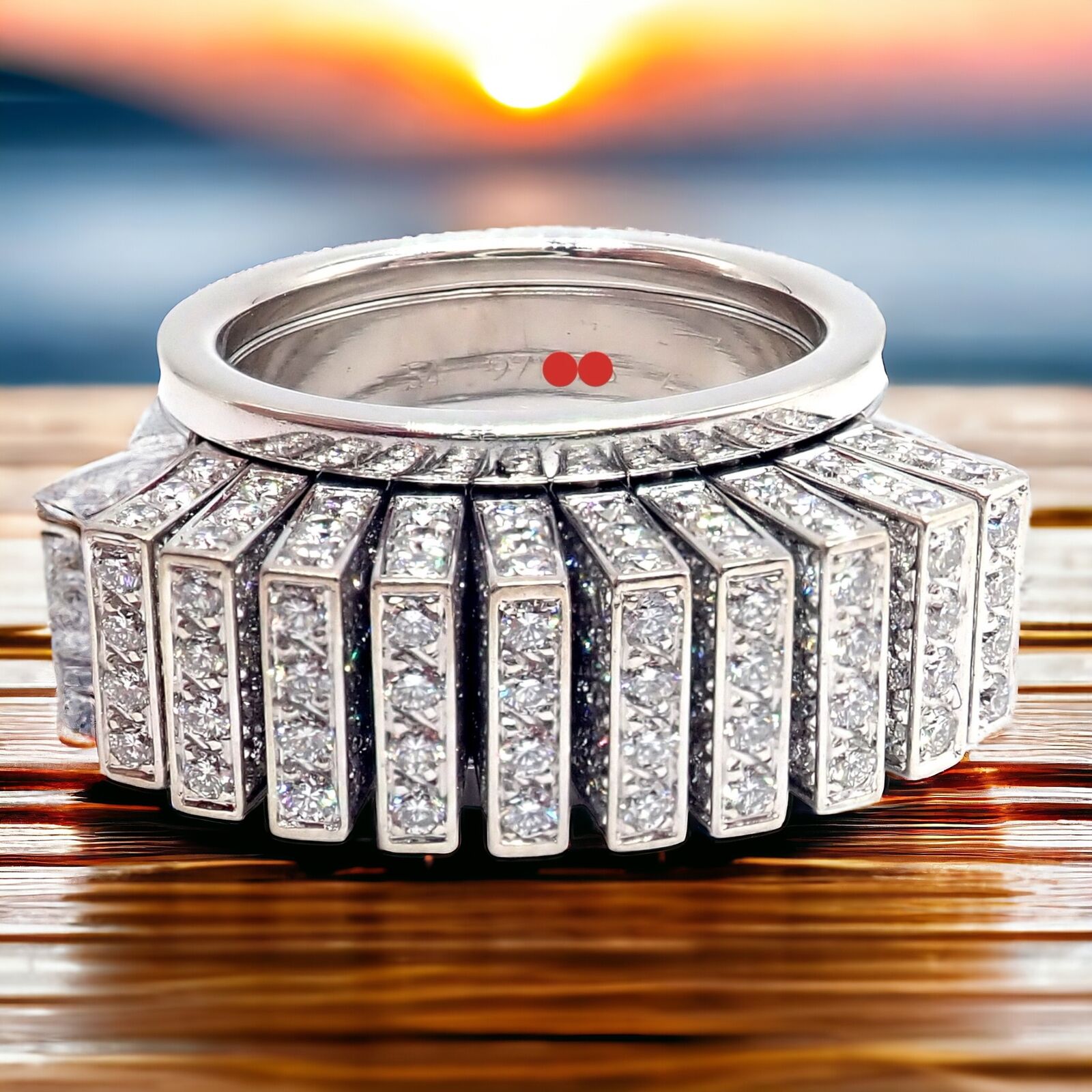 Authentic Cartier 18K White Gold Diamond Fan Ring - Luxury Jewelry for Women, Perfect for Weddings, Anniversaries & Special Occasions