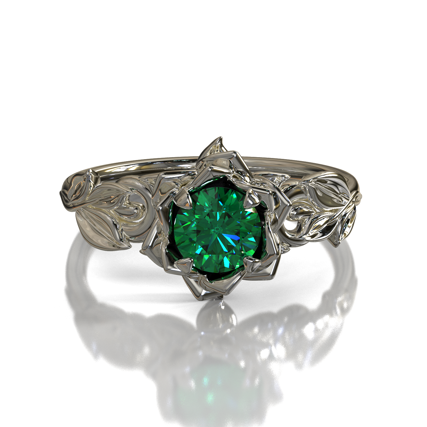 Exquisite Lotus Flower Emerald Engagement Ring for Women - Vintage Inspired 14K Gold Wedding Band, Perfect for Proposals, Anniversaries & Special Occasions