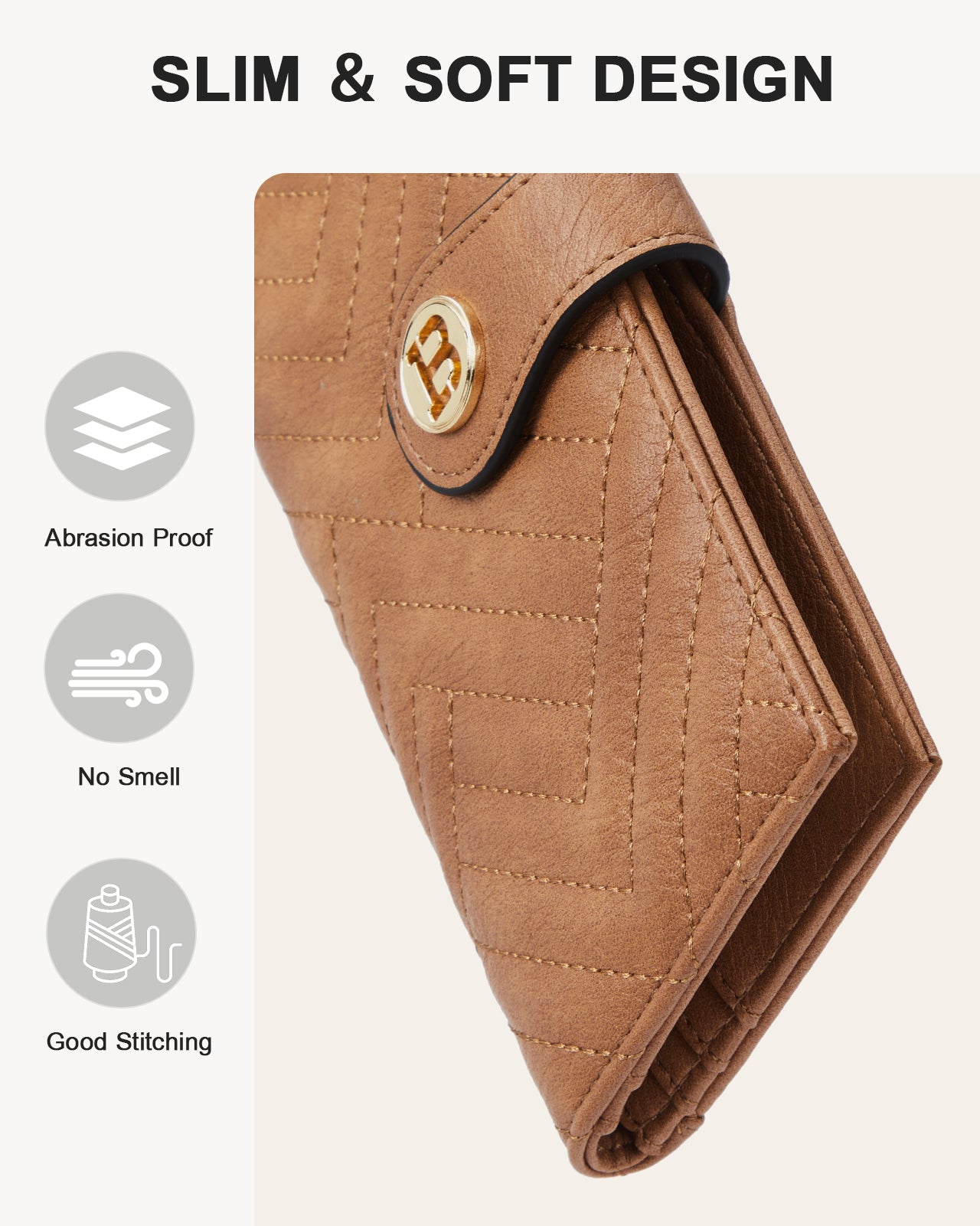 Luna Slim Quilted Leather Bifold Card Wallet for Men & Women - RFID Blocking Minimalist Wallet with ID Window - Perfect for Travel, Business & Everyday Use