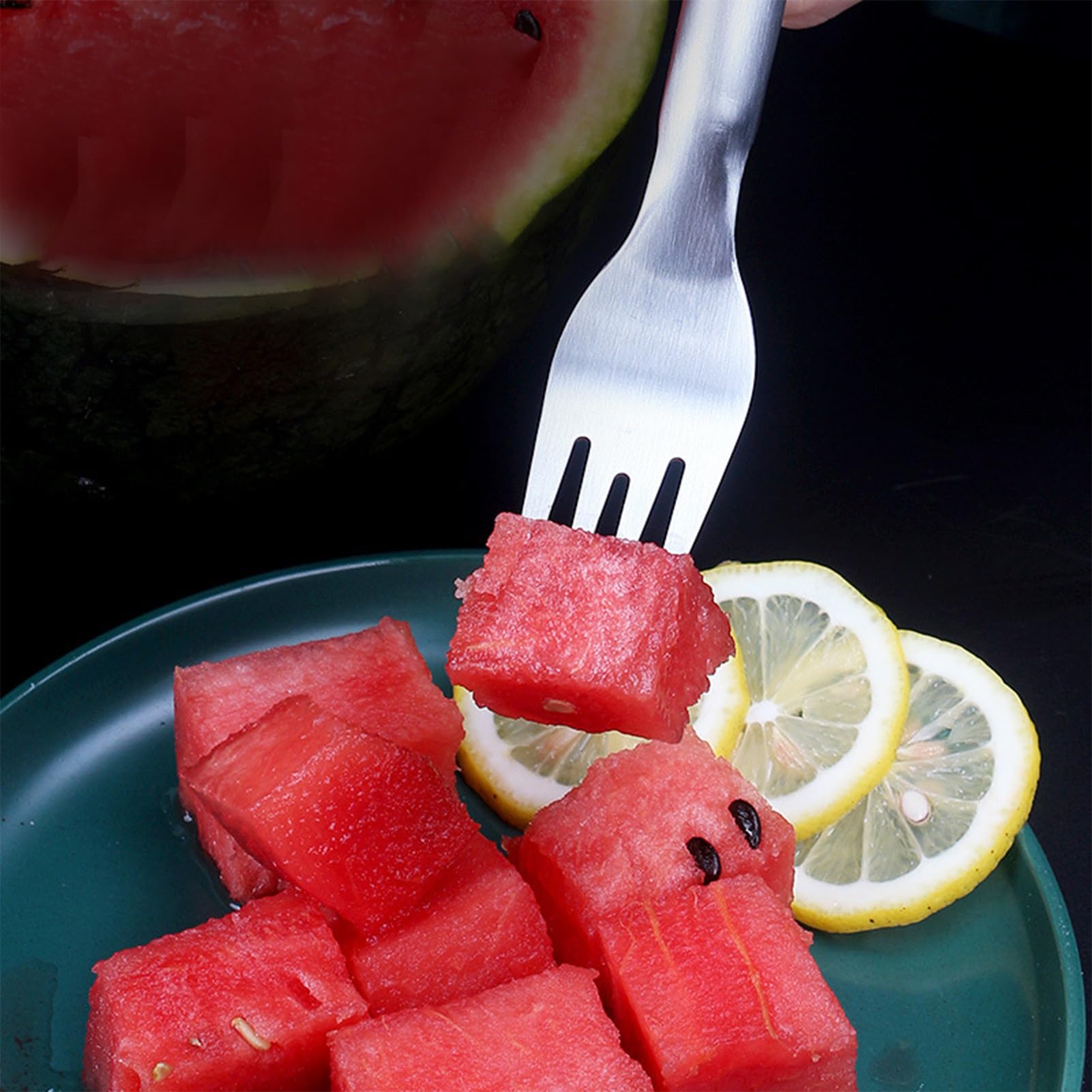 Stainless Steel Double-Ended Fruit Forks - Watermelon Cutter & Appetizer Picks Set - Lightweight Portable Kitchen Tools for Picnics, BBQs, and Party Snacks