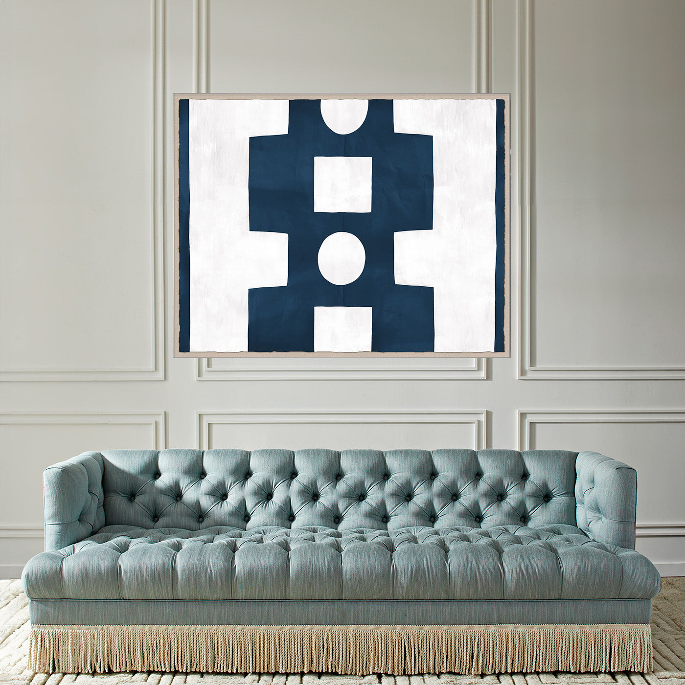 Paule Marrot Blue and White Abstract Art Print - Vintage French Wall Decor for Living Room, Bedroom & Office