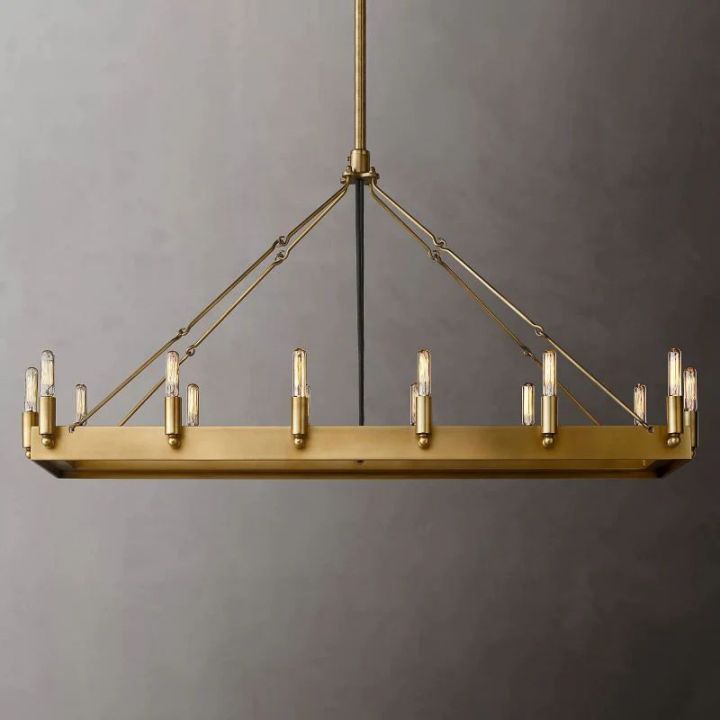 Vintage Coral Filament Rectangular Chandelier - Elegant Lighting Fixture for Dining Room, Living Room, or Bedroom Decor