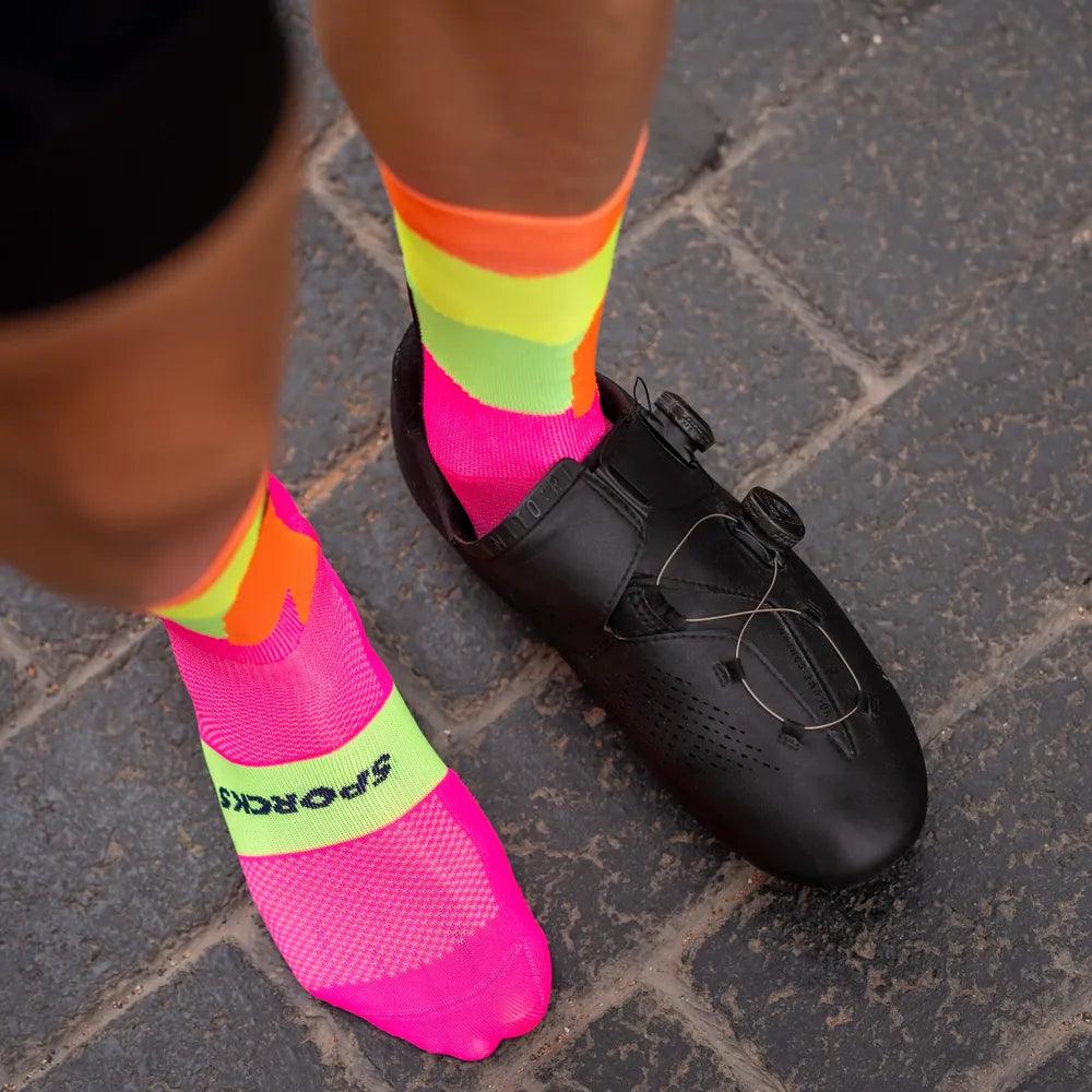 Premium Sporcks Alsace Fluor Cycling Socks - Breathable & Cushioned for Road & Mountain Biking - Perfect for Cycling Enthusiasts & Outdoor Sports