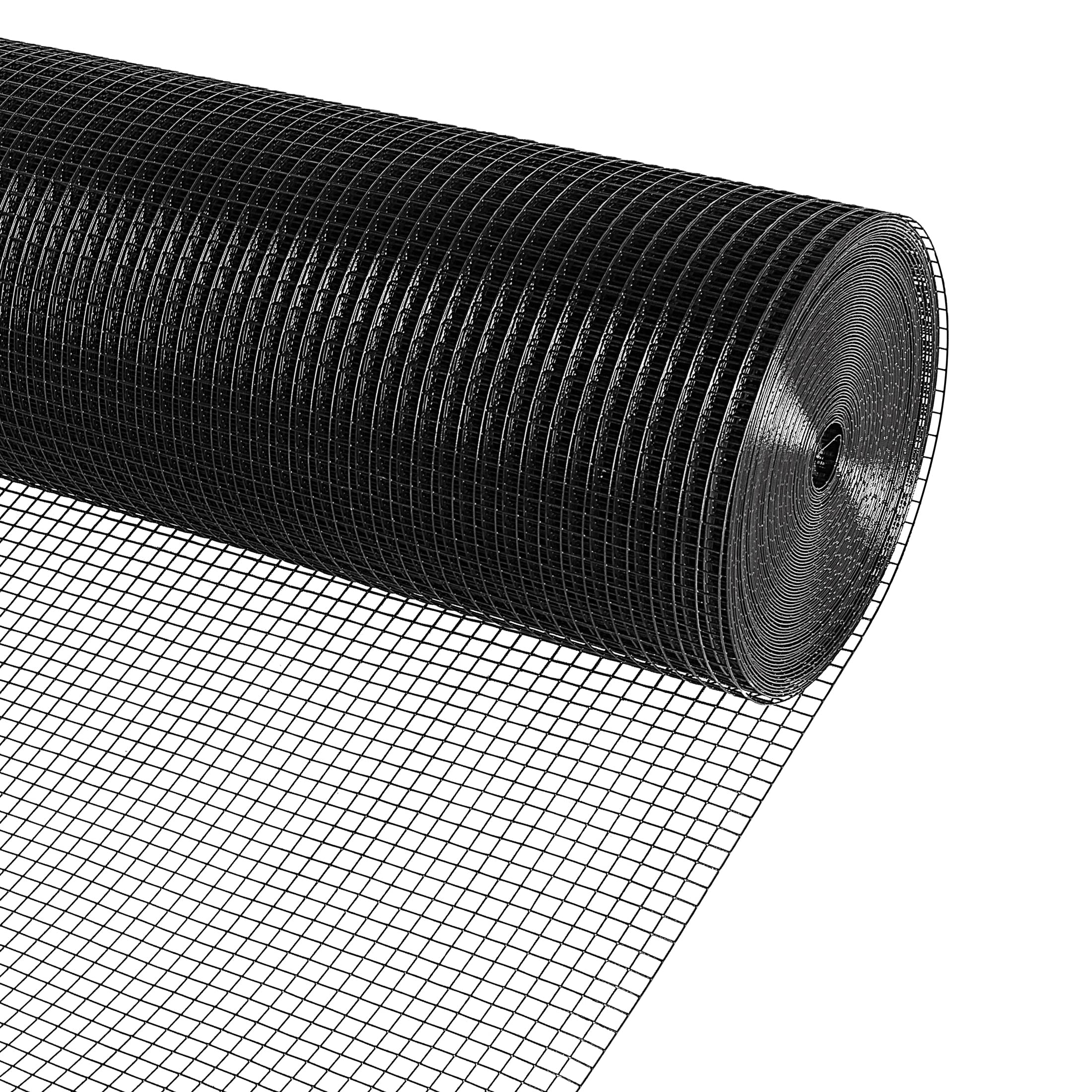 Black Vinyl Coated 1/2 Inch 19 Gauge Welded Wire Mesh Roll - 48