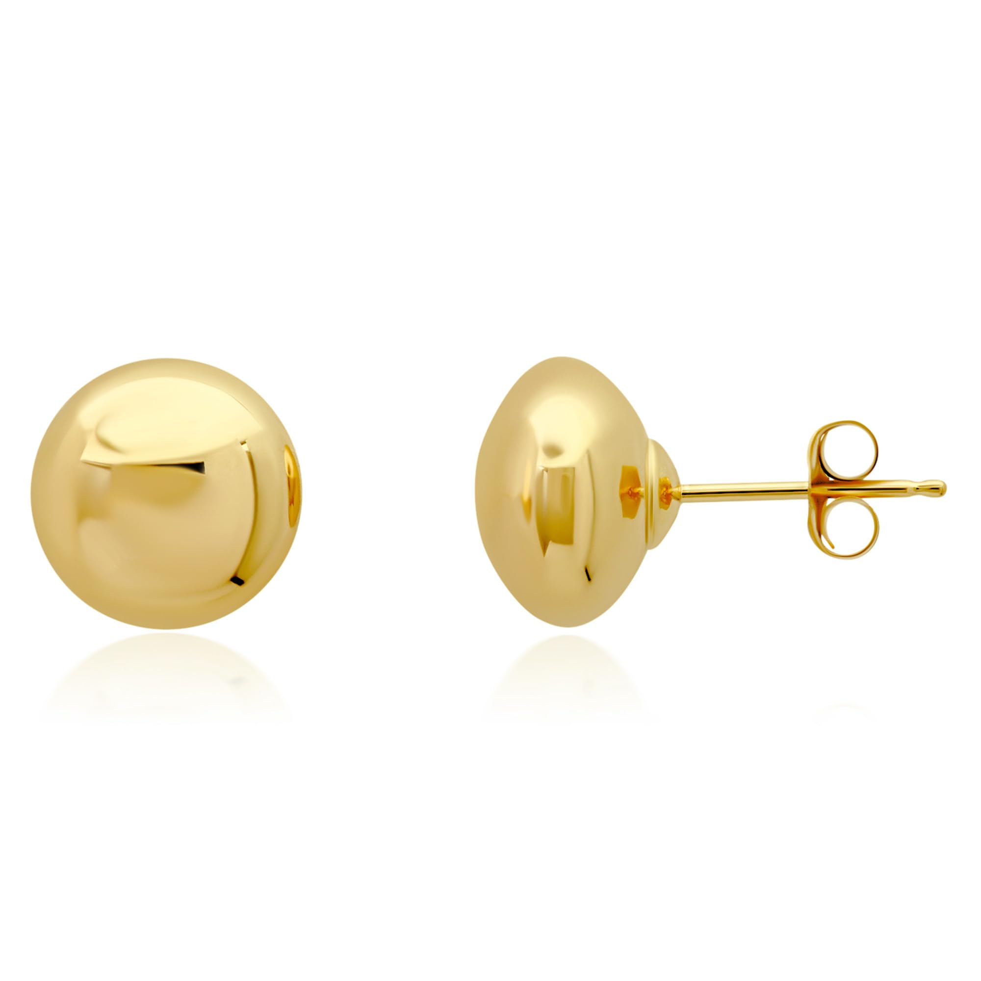 14K Gold Stud Earrings for Women & Men - Hypoallergenic Yellow Gold Ball Earrings (4MM-8MM) | Real 14K Gold Button Stud Earrings for Everyday Wear & Special Occasions | MAX + STONE