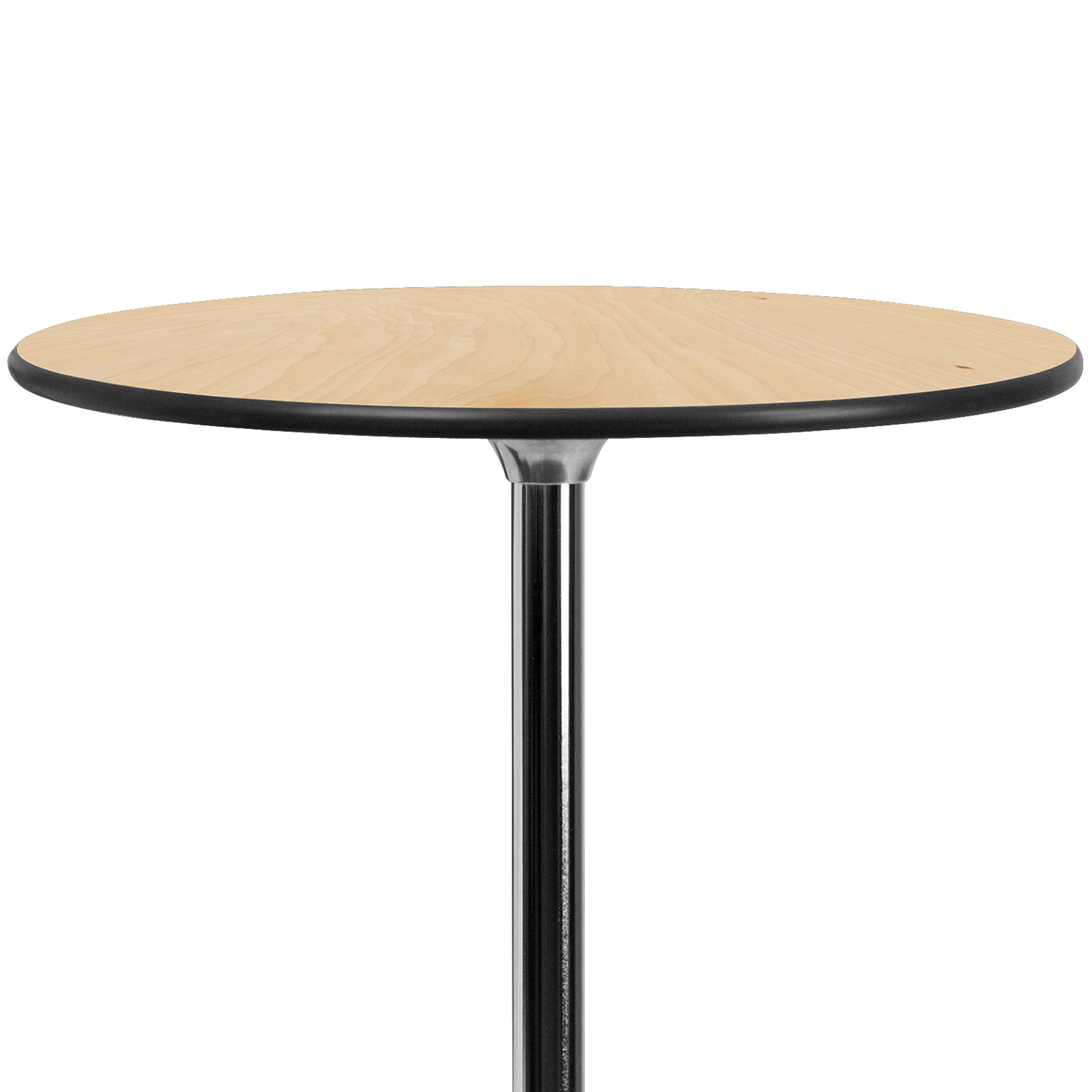 Lars 24 Inch Round Wood Cocktail Table with 30 & 42 Inch Columns - Adjustable Wood Bar Height Table for Home, Events & Parties - Natural Finish for Living Room, Patio or Outdoor Gatherings
