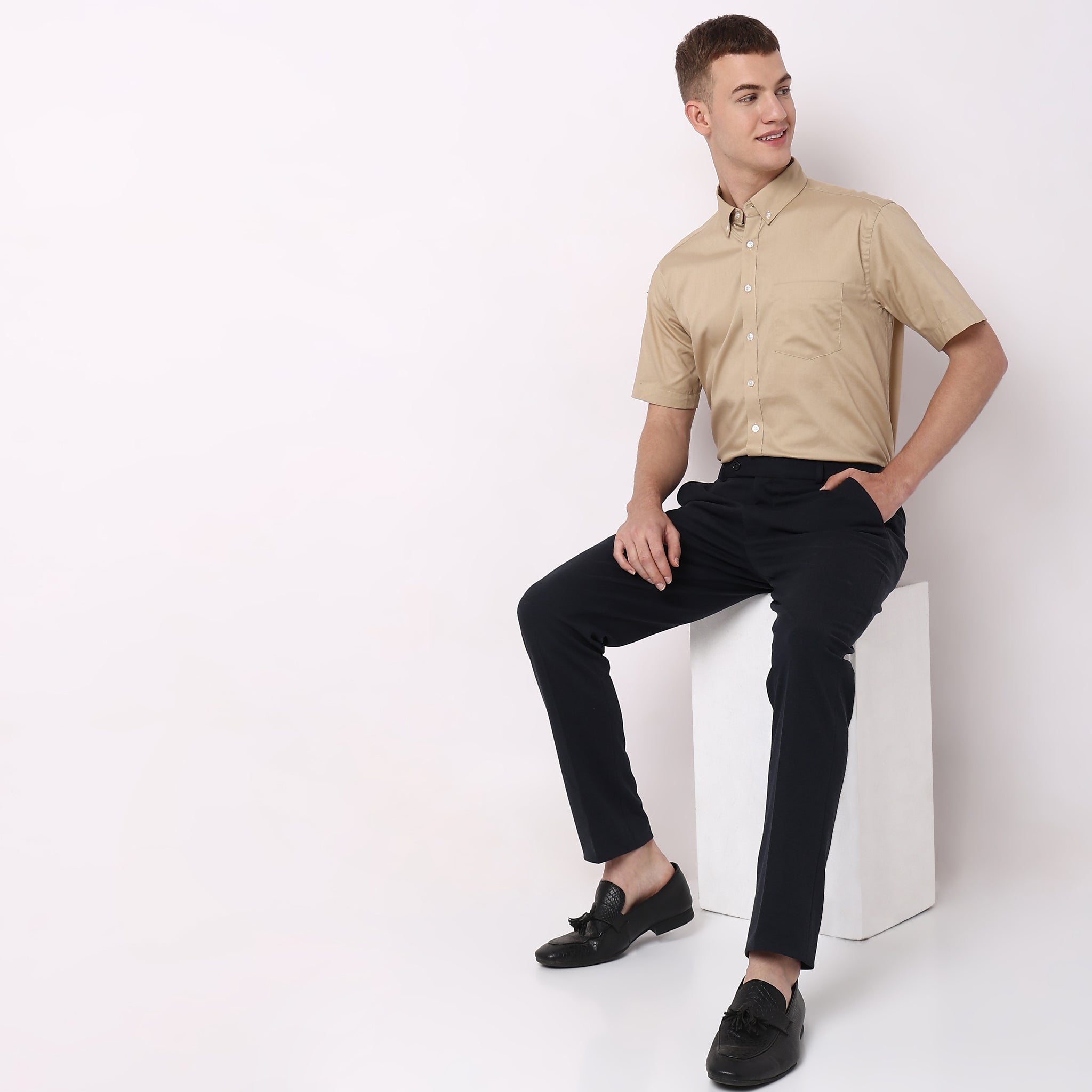 All Day Shirt™ - Comfort Blend Easy Care Regular Fit Solid Shirt for Men | Breathable Work & Casual Wear | Office, Travel & Everyday Use