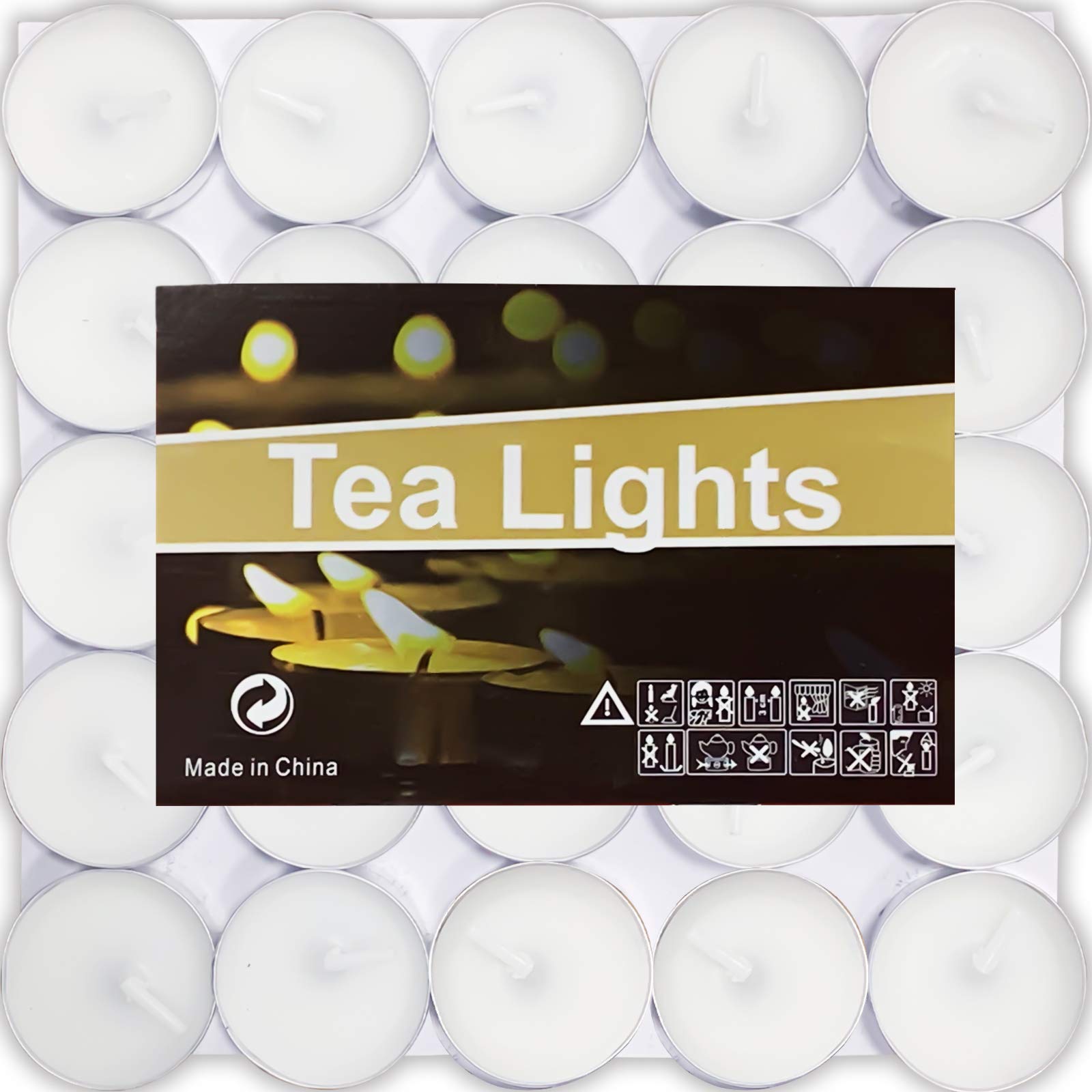 OUO Tea Lights Candles 50 Pack - Smokeless Dripless Mini Candles for Home Decor & Weddings