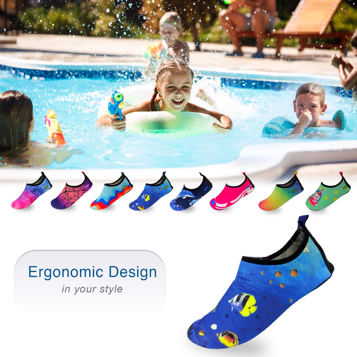 Quick-Dry Non-Slip Lightweight Water Shoes for Swimming, Beach, Pool & Outdoor Activities - Comfortable Aqua Socks for Boys, Girls, Babies & Toddlers - Perfect for Summer Water Sports, Surfing & Family Vacations
