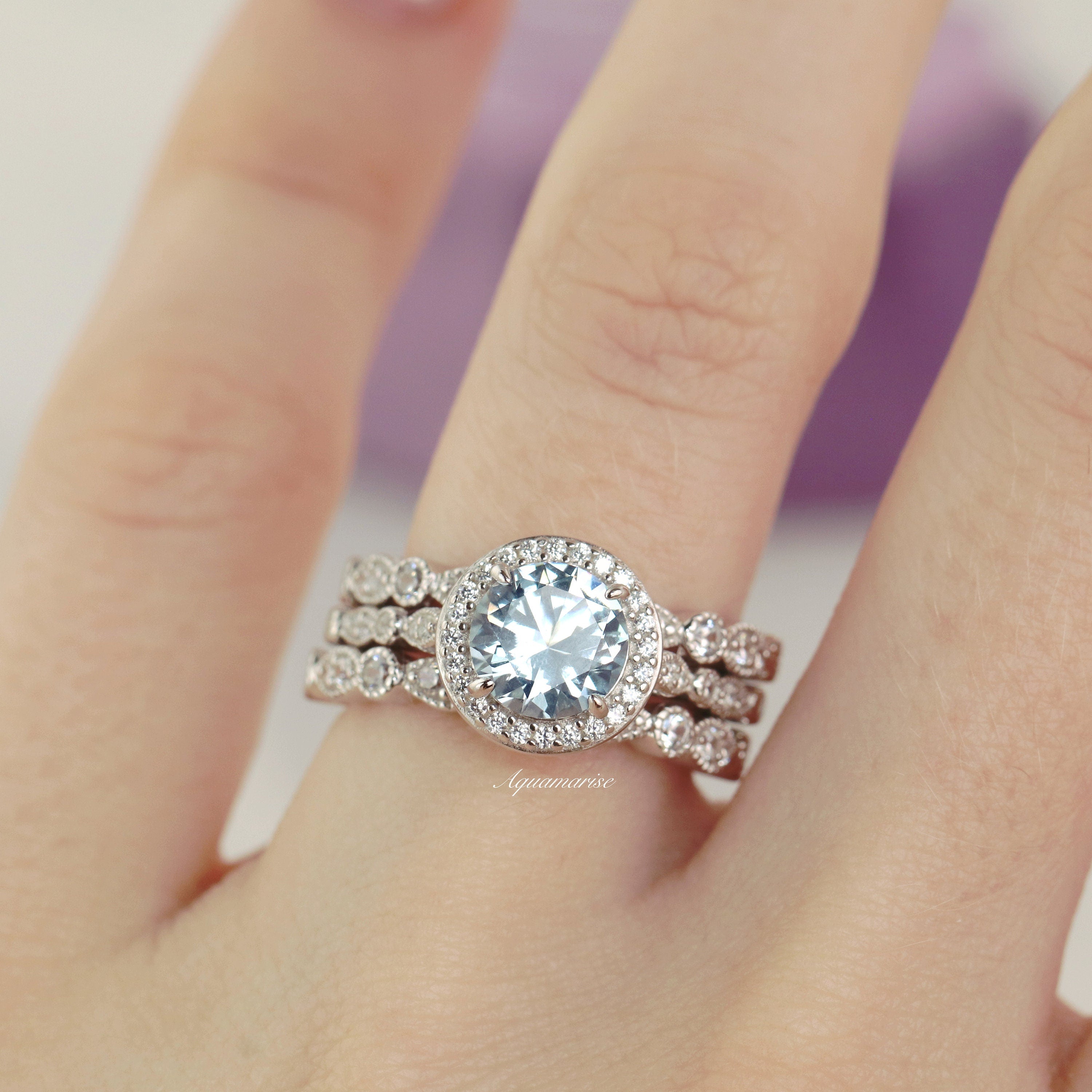 Exquisite Aquamarine Gemstone Ring in Sterling Silver – Elegant Jewelry for Women, Perfect for Weddings, Anniversaries & Special Occasions