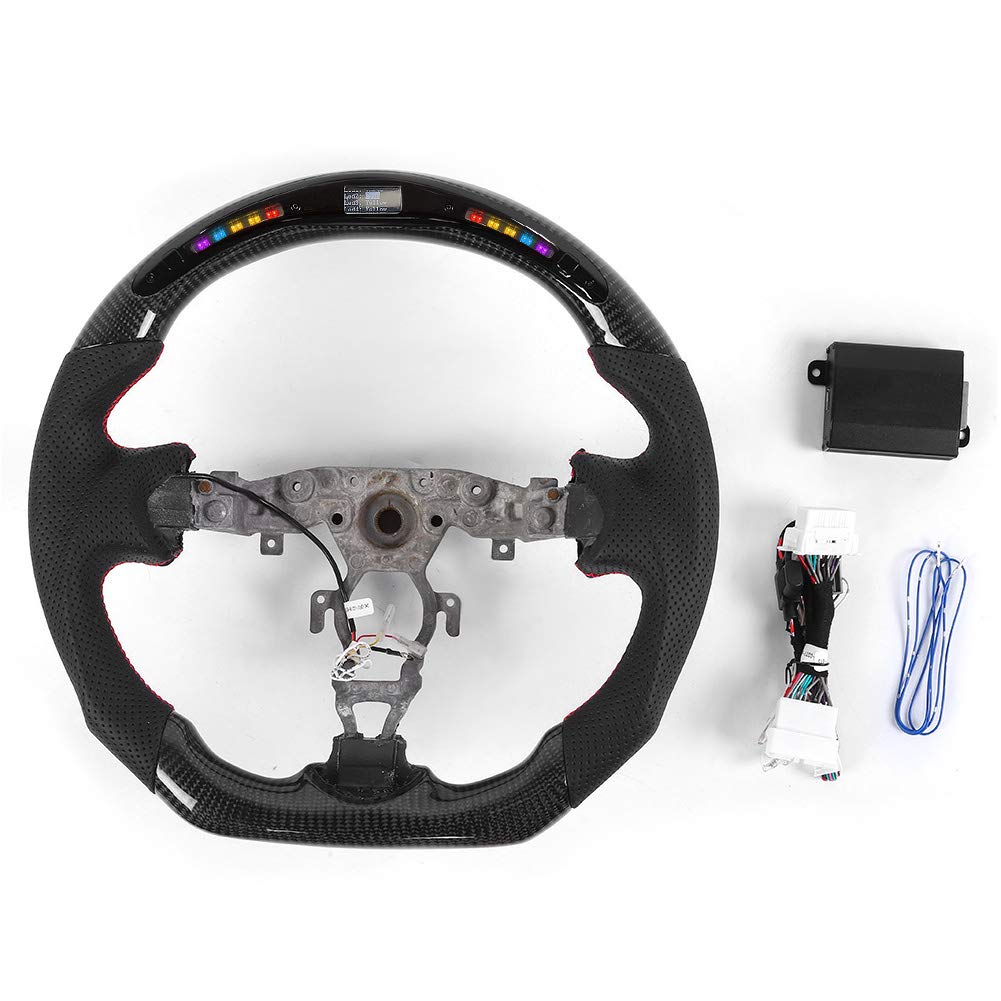 Carbon Fiber Perforated NAPPA LED Car Steering Wheel - Compatible with Nissan 370Z (2009-2020 Models) | Racing & Street Driving Upgrade | Enhanced Grip & Style for Sports Cars