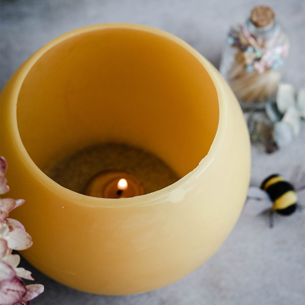 Natural Beeswax Luminary Candle Bowl - Handmade Eco-Friendly Home Decor for Relaxation, Meditation & Romantic Ambiance