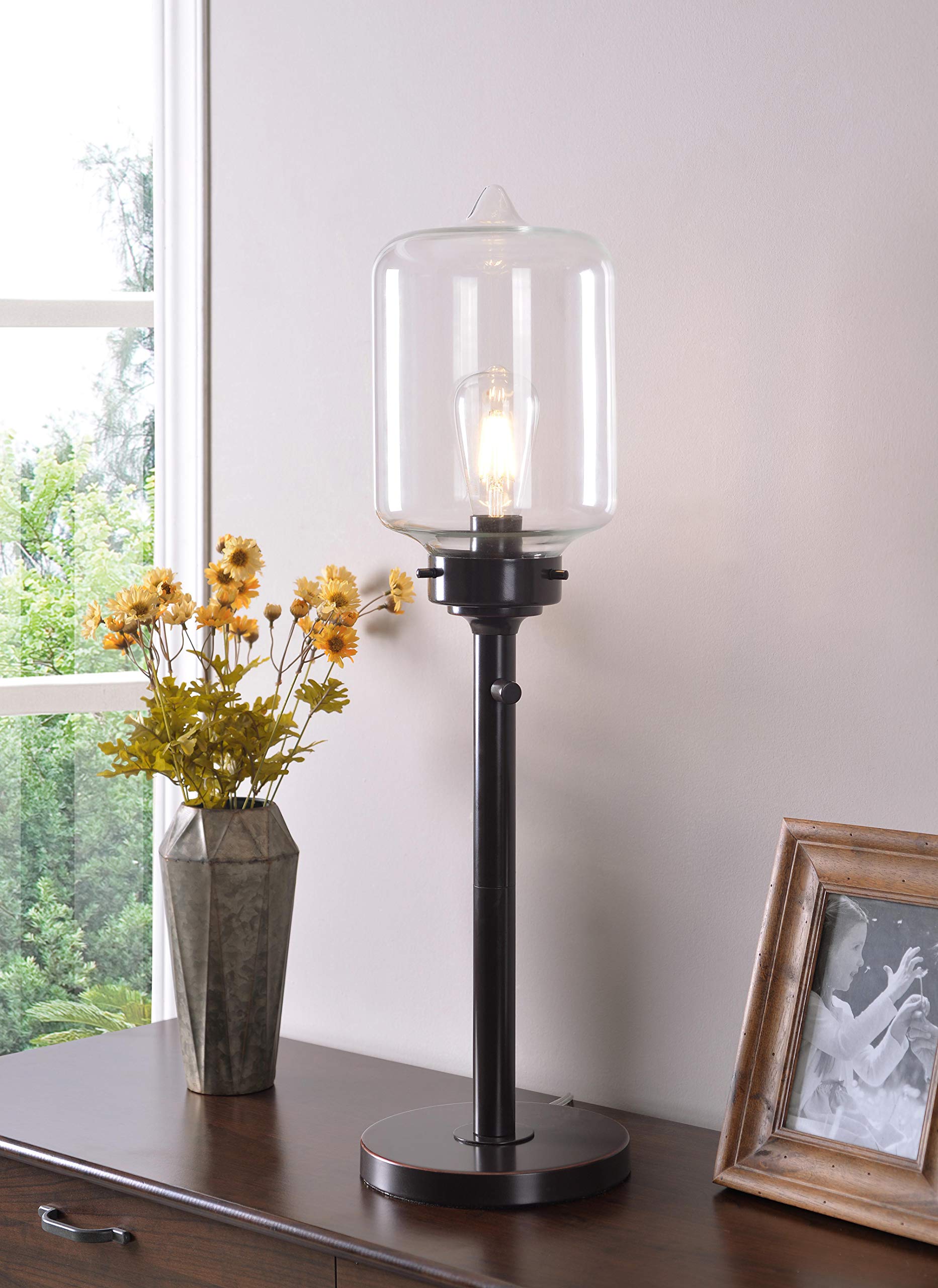Kenroy Home 32407ORB Casey Table Lamp in Oil Rubbed Bronze - Elegant Bedside Lighting for Living Room, Bedroom & Office Decor