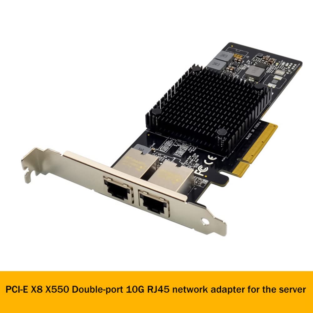 Knnuey X550-T2 10GbE Dual Port RJ45 PCIe X8 Server Network Card - Black PCB Converged Network Adapter for High-Speed Data Transfer & Cloud Computing