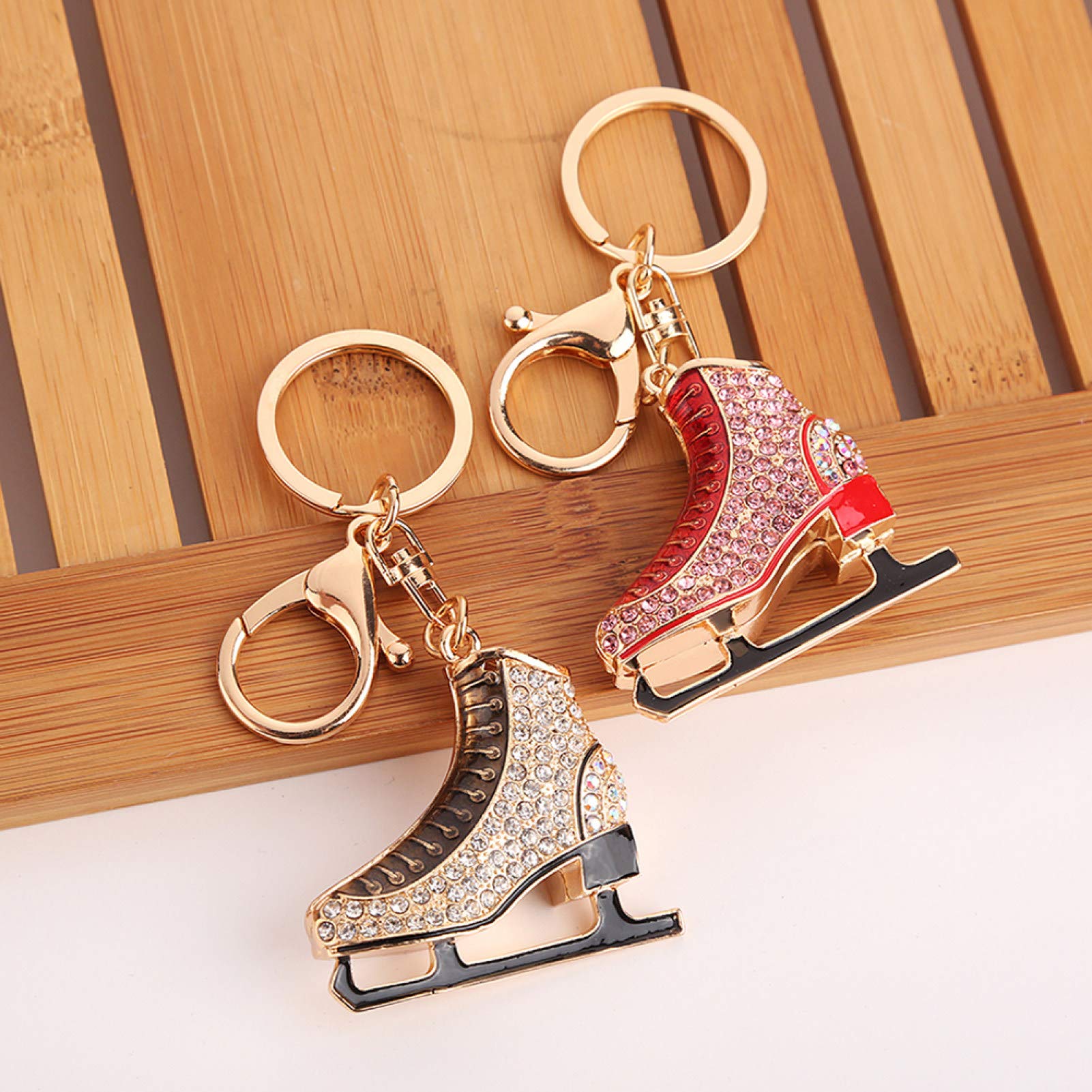 Sparkling Rhinestone Ice Skating Shoe Keychain - Stylish Backpack & Car Key Accessory for Women & Men - Perfect for Winter Sports Enthusiasts & Fashion Lovers