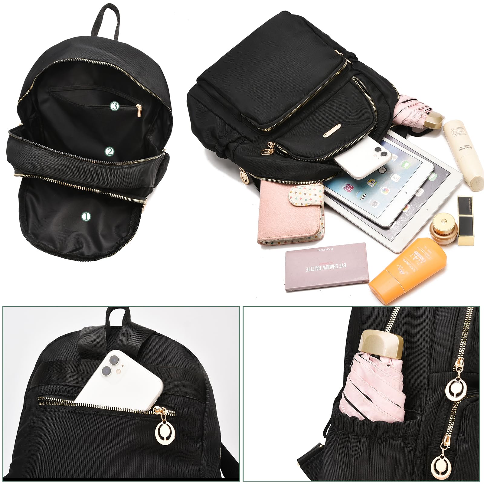 **IHayner Mini Backpack Purse for Women - Lightweight Nylon Small Backpack, Casual Daypack for College, Work & Travel - Black | Perfect for Everyday Use, Commuting & Weekend Getaways**