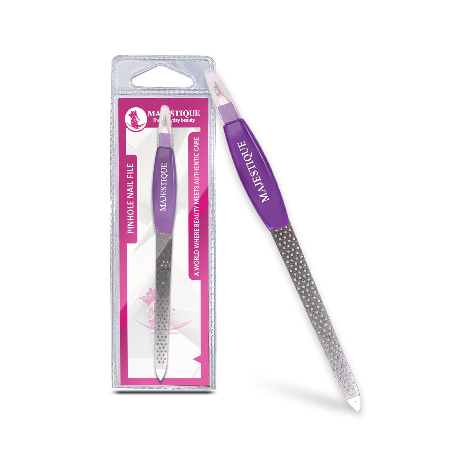 Majestique 2 in 1 Stainless Steel Nail File - Double Sided Nail Filer with Anti-Slip Handle for Smooth Nail Shaping, Cuticle Care & Dead Skin Removal | Perfect Manicure Pedicure Tool for Women, Men & Teens | Great Gift Idea for Nail Lovers - Yellow