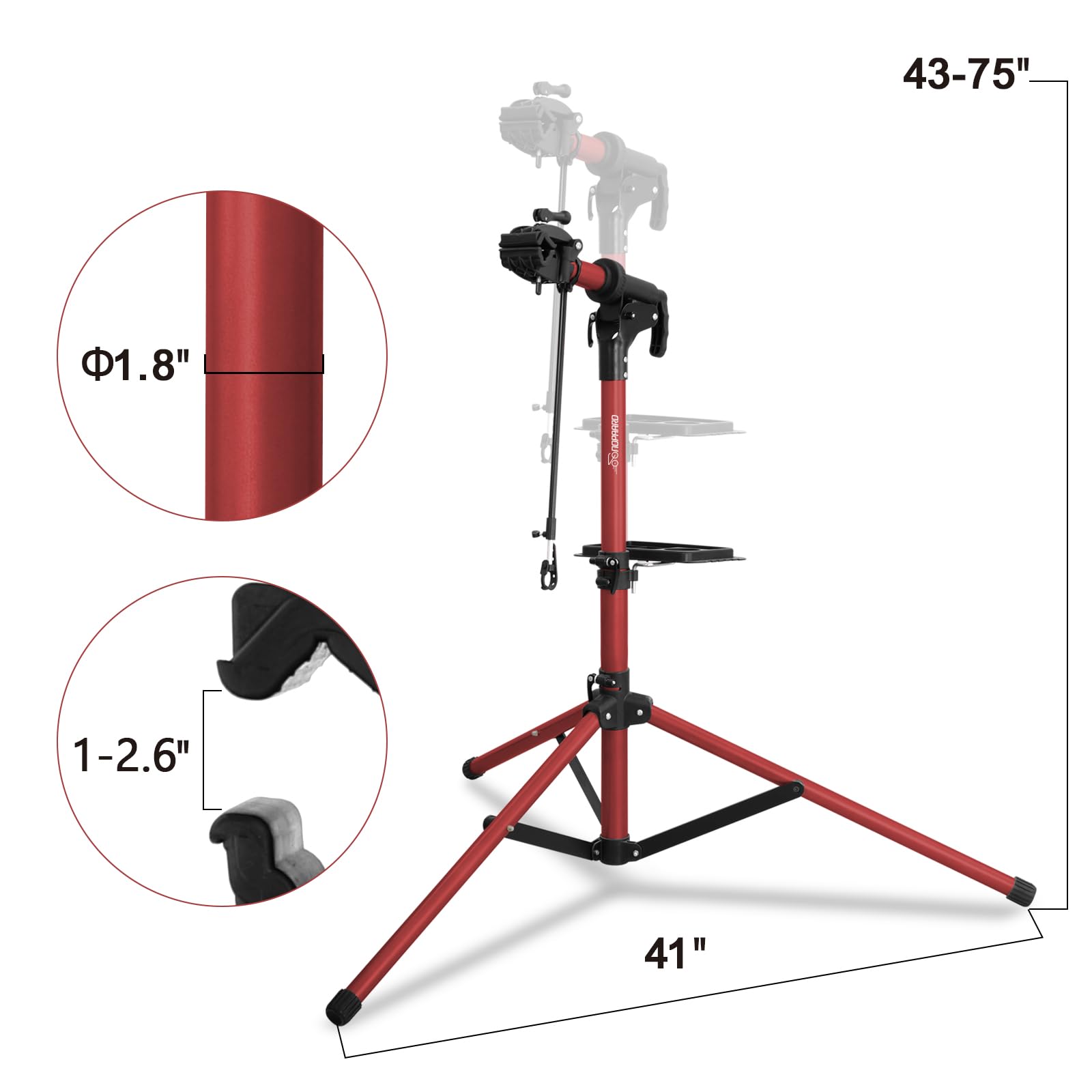 Heavy Duty E-Bike Repair Stand - Portable Aluminum Bicycle Maintenance Workstand for Mountain, Road & Folding Bikes (Max 110 lbs) - Perfect for Home Garage, Bike Shops & Outdoor Repairs (Red)