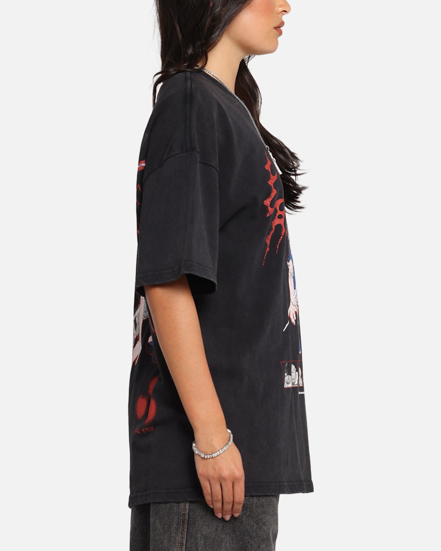 Naruto Sasuke Vintage Anime T-Shirt - Black Acid Wash Style | Perfect for Cosplay, Anime Conventions & Casual Wear
