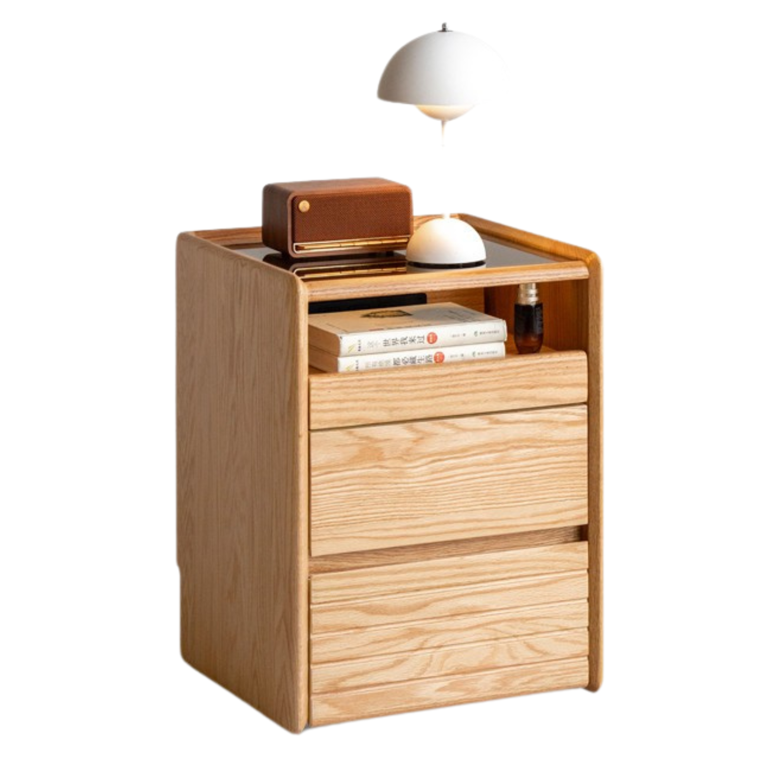 15.7×15.7×21.6 inch / 40×40×54.9 cm / Natural Wood Color / nightstand