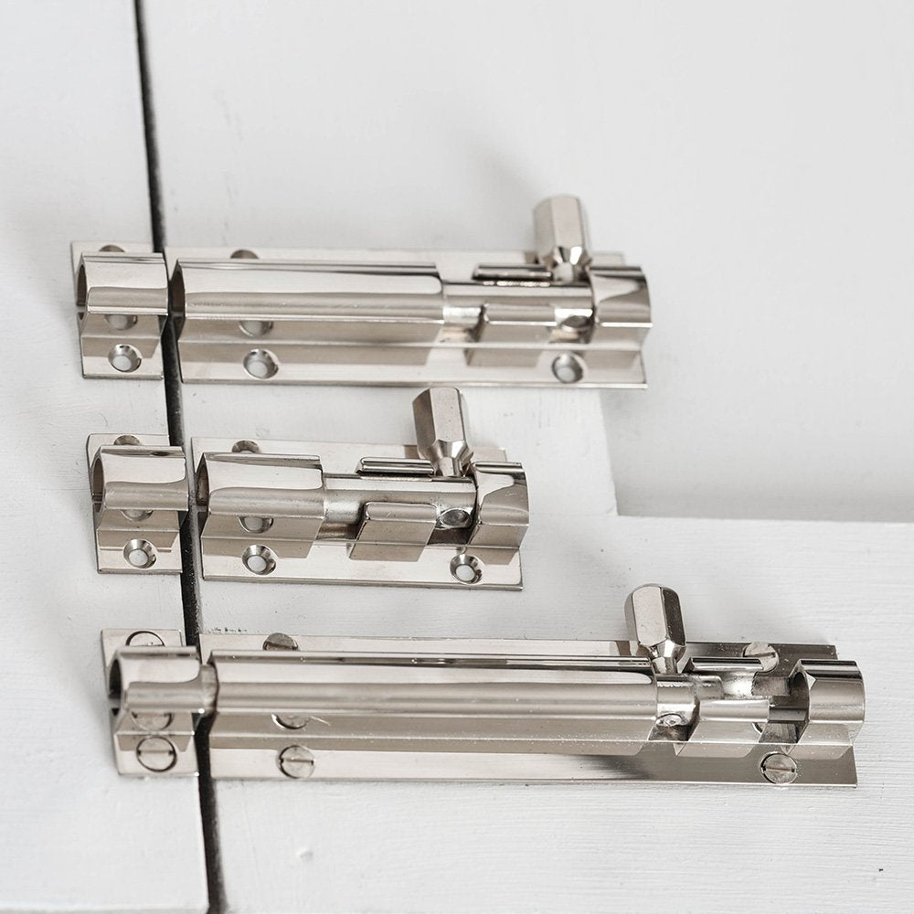 Polished Nickel Round Barrel Bolt - Heavy Duty Door Latch for Home & Office Security - Perfect for Interior & Exterior Doors, Cabinets, and Gates