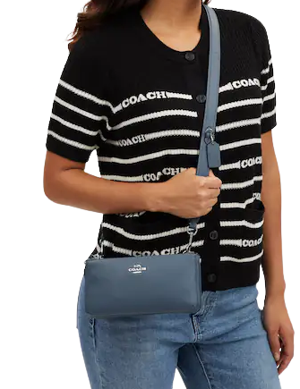 Coach Double Zip Crossbody Bag for Women - Stylish Leather Shoulder Purse with Adjustable Strap, Perfect for Travel, Work & Everyday Use