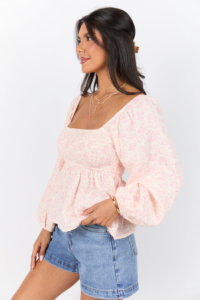 Darling Days Ivory & Pink Floral Embroidered Gauze Top | Boho Chic Blouse for Women | Perfect for Summer Festivals & Beach Vacations