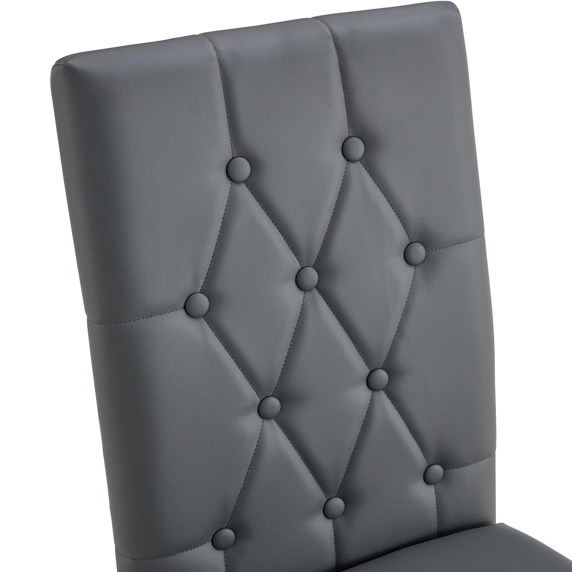 2-Piece Gray Armless Dining Chair Set - Elegant & Mysterious Deep Gray Tone with Vintage Grid & Buckle Back Design - Perfect for Modern Dining Rooms, Kitchens, and Small Spaces