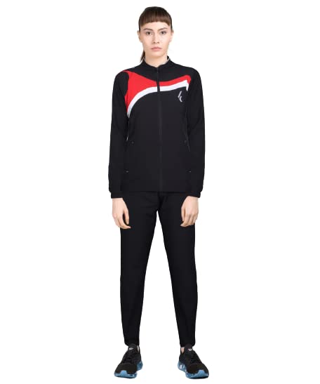 FIT'S Women's Loose-Fit Polyester Hooded Tracksuit Set - Trendy Gym Workout Outfit for Running, Yoga & Casual Wear