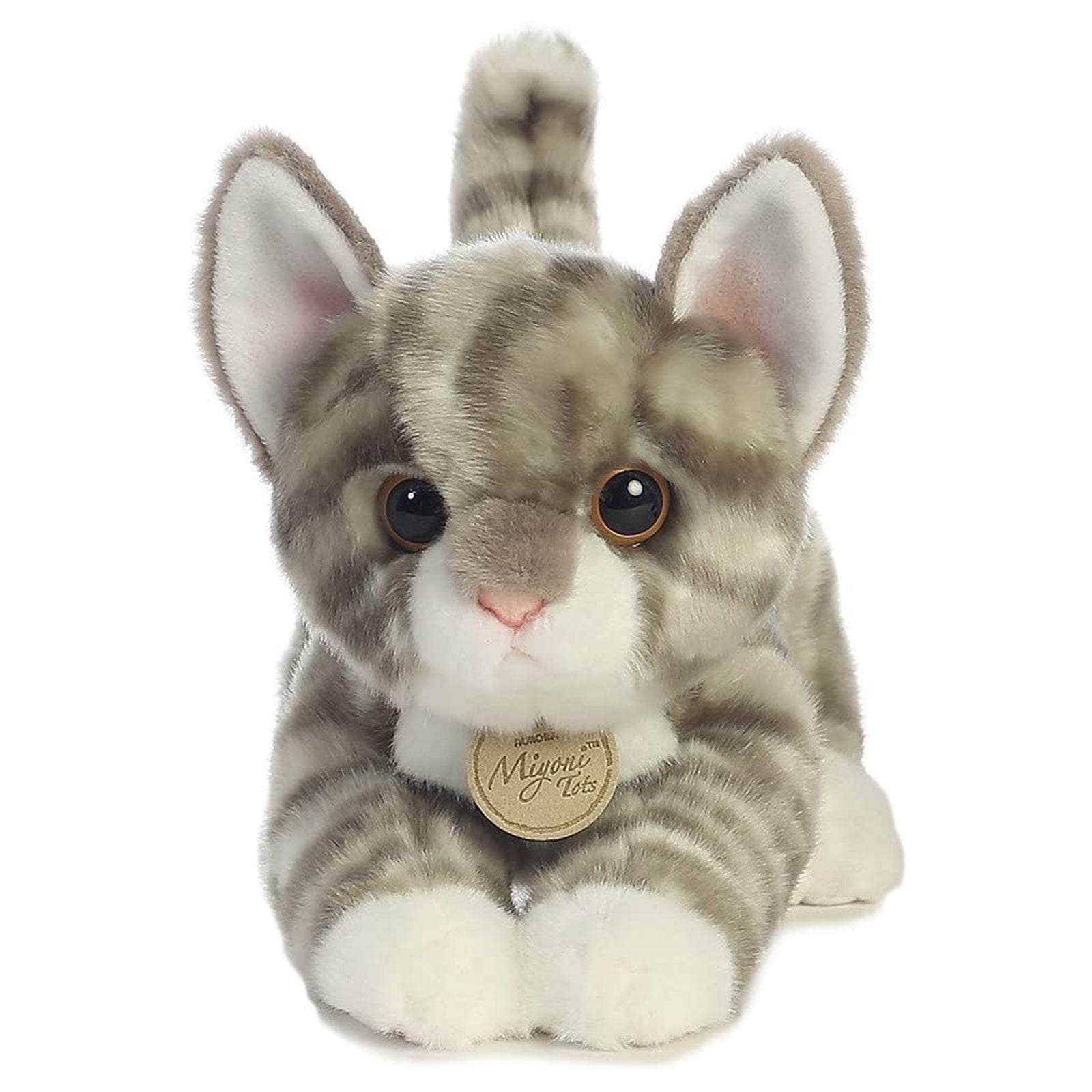 Aurora Miyoni Grey Tabby Kitten 9 Inch Plush Stuffed Animal Toy - Soft Cuddly Cat Plushie for Kids, Collectors & Cat Lovers - Perfect for Gifts, Bedroom Decor & Cute Plush Collection
