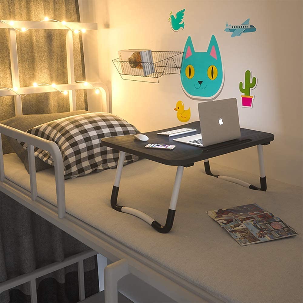 VebaCidi Twin Bed Desks with Drawer & Holder - Black & Pink for Dorm & Home Office