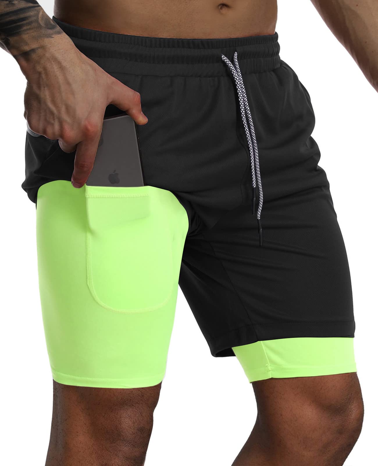 Suwangi Men's 2-in-1 Workout Running Shorts 7