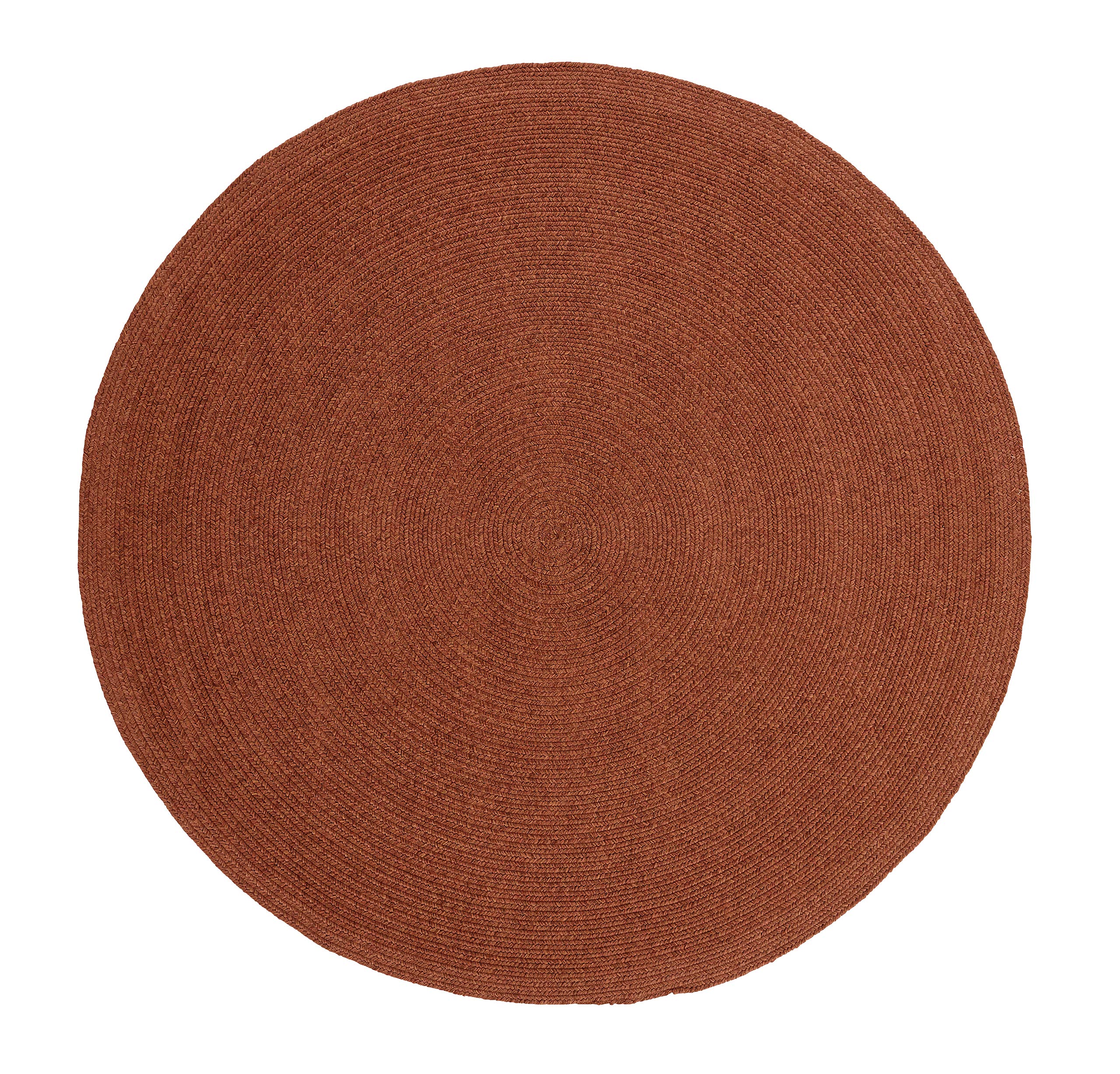 BLUENILEMILLS Tintoretto Braided Area Rug - Soft & Durable Reversible Vintage Indoor/Outdoor Rug - 4' Round Solid Brick Color - Perfect for Living Room, Bedroom, Patio or Deck Decor