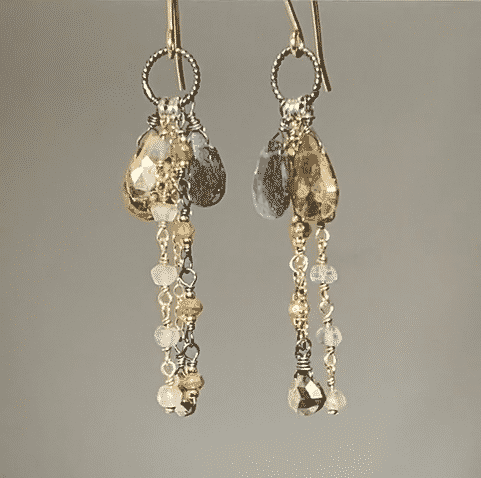 Labradorite Boho Long Gemstone Dangle Earrings in Mixed Metals - Perfect for Boho Chic, Festival, and Everyday Wear