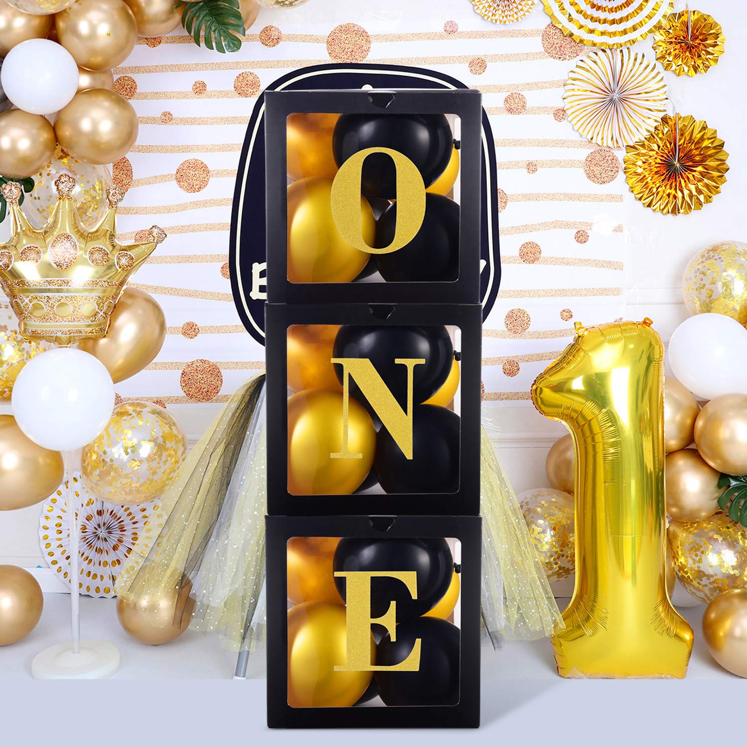 1st Birthday Decorations for Boys - ONE Balloons, Boxes & Party Supplies for Notorious One Year Old | Photo Shoot Props & Party Decor | Perfect for 1st Birthday Parties, Cake Smash & Baby Celebrations