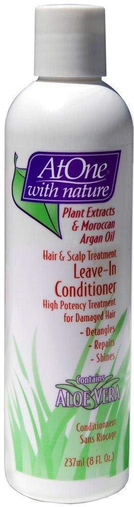 AtOne With Nature Leave-In Conditioner 8 Oz - Natural Hair Detangler & Moisturizer for All Hair Types - Perfect for Dry, Damaged Hair & Daily Frizz Control