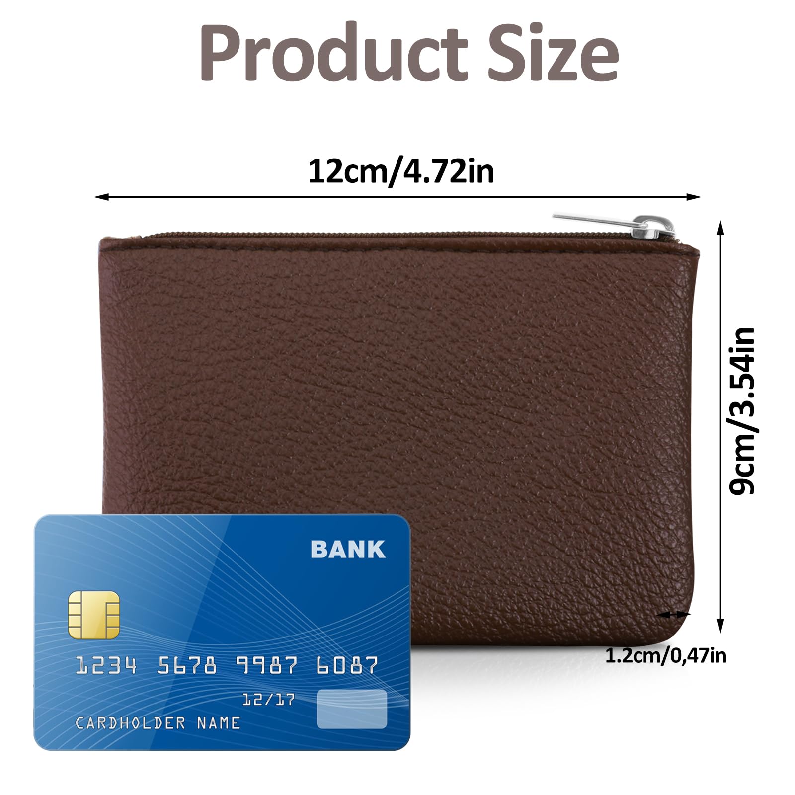 Simarro Vegan Leather Coin Purse - Lychee Pattern Zipper Wallet for Women | Compact Credit Card Holder with ID Slot | Fits Folded Bills, Keys & Lipstick (Coffee) | Perfect for Travel, Shopping & Everyday Use