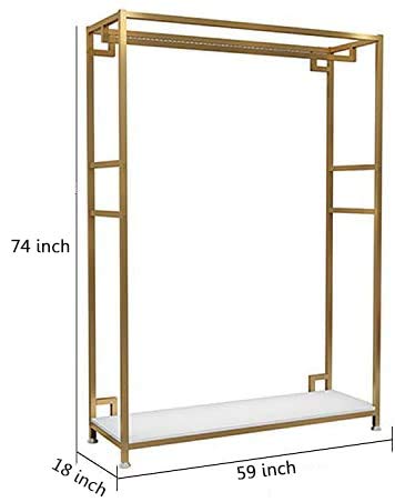 HOMEKAYT Gold Freestanding Clothing Rack with Shelves - 59
