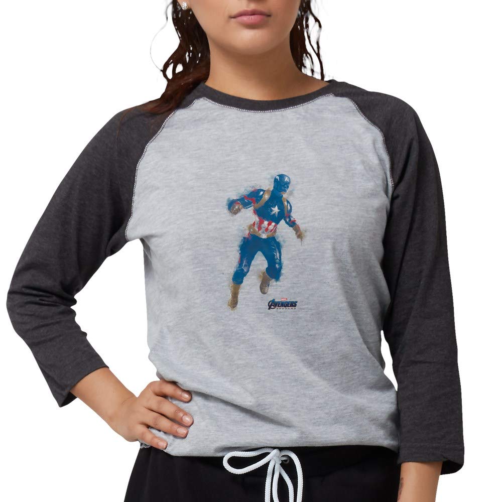 Captain America Women's Baseball Tee - Marvel Superhero Graphic T-Shirt for Women | Casual Wear, Cosplay & Comic Con Outfits